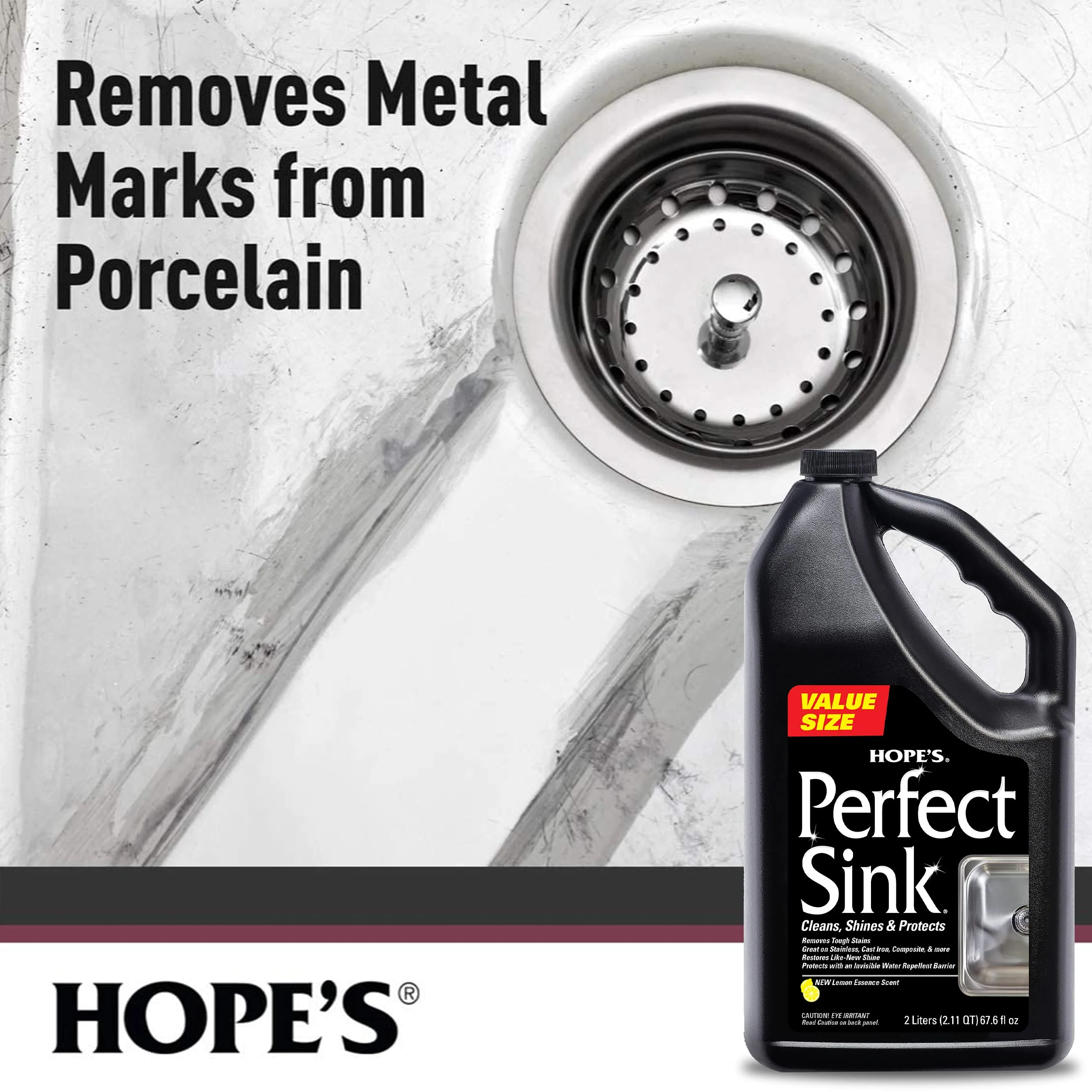 HOPE'S Perfect Sink Cleaner and Polish, Restorative, Water-Repellant, Removes Stains, Ideal for Brushed Stainless Steel, Cast Iron, Porcelain, Corian, Composite, Acrylic, Value Size - Image 7