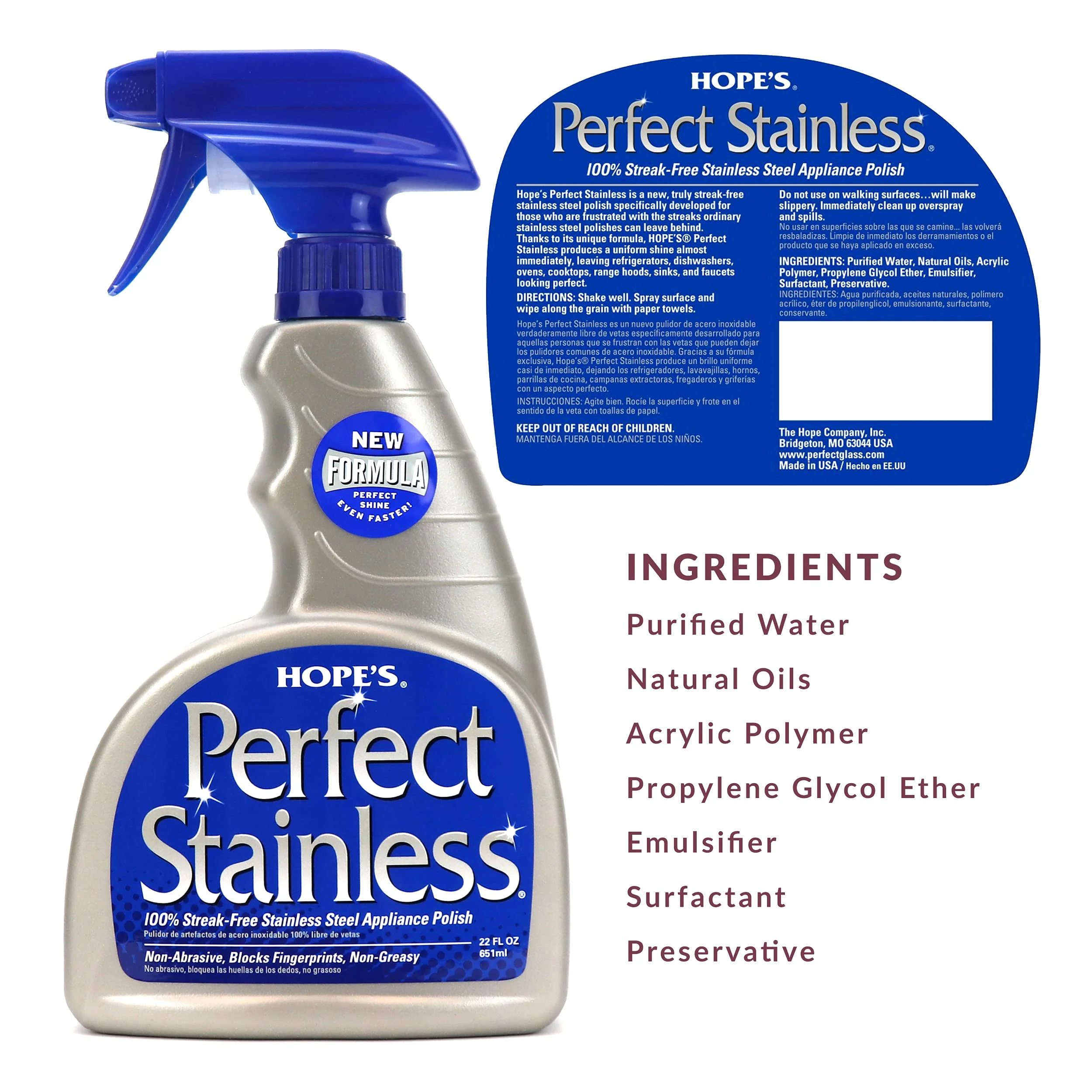 HOPE'S Perfect Stainless Steel Cleaner 22-Ounce, Streak-Free Self-Polishing Formula, Blocks Fingerprints, Pack of 4, 22 Ounce - Image 6