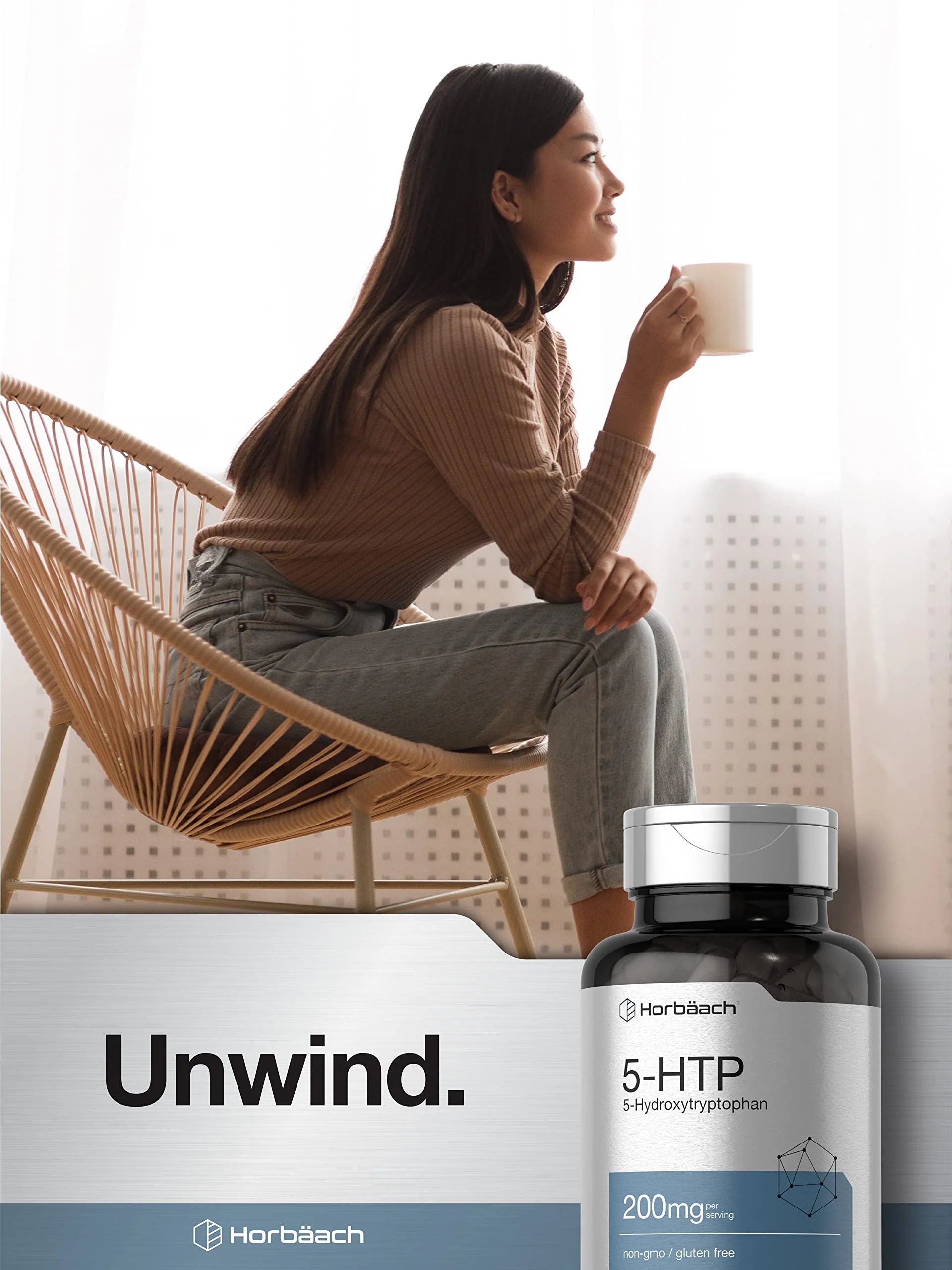 Horbäach 5HTP 200mg Supplement | 180 Capsules | 5 Hydroxytryptophan | Griffonia Simplicifolia | Extra Strength | Non-GMO, Gluten Free - Image 3