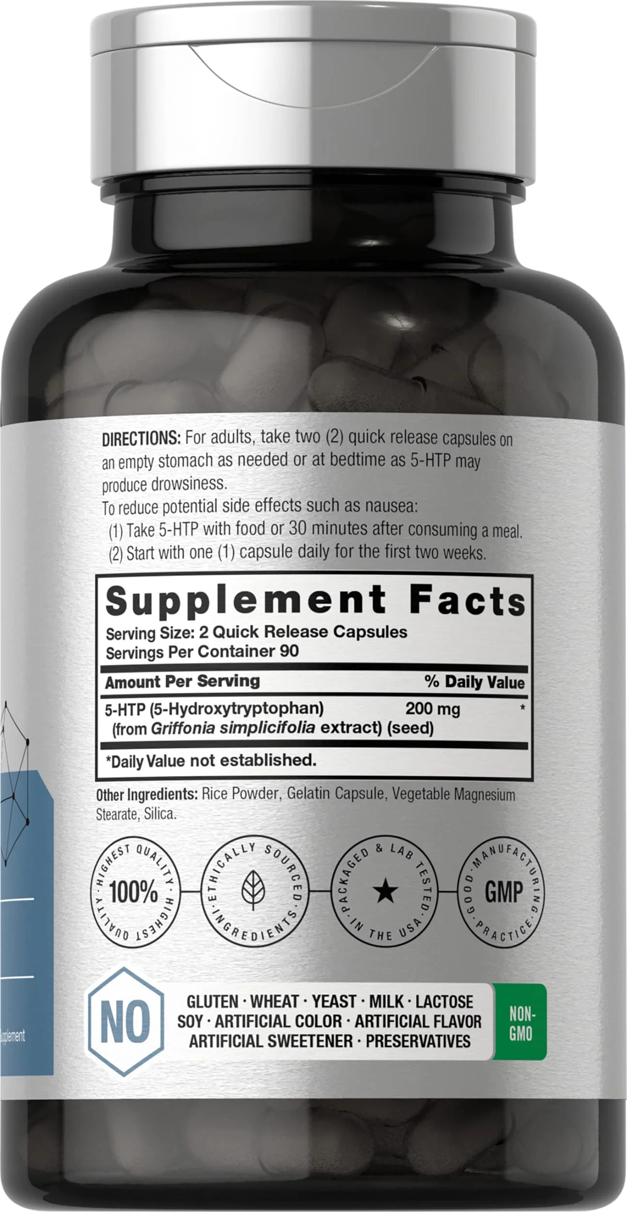 Horbäach 5HTP 200mg Supplement | 180 Capsules | 5 Hydroxytryptophan | Griffonia Simplicifolia | Extra Strength | Non-GMO, Gluten Free - Image 7