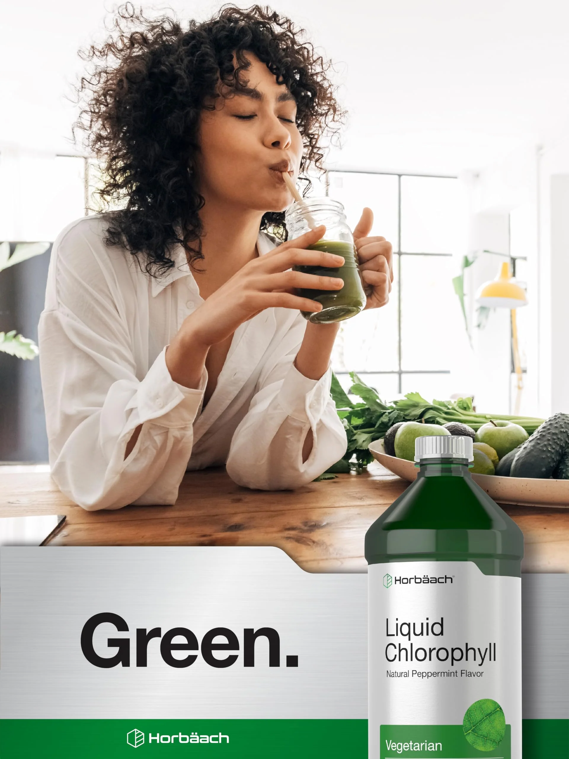 Horbäach Chlorophyll Liquid Drops | 100mg | 32 oz (2 x 16 oz Bottles) | Natural Peppermint Flavor | Vegetarian, Non-GMO, Gluten Free Supplement - Image 3