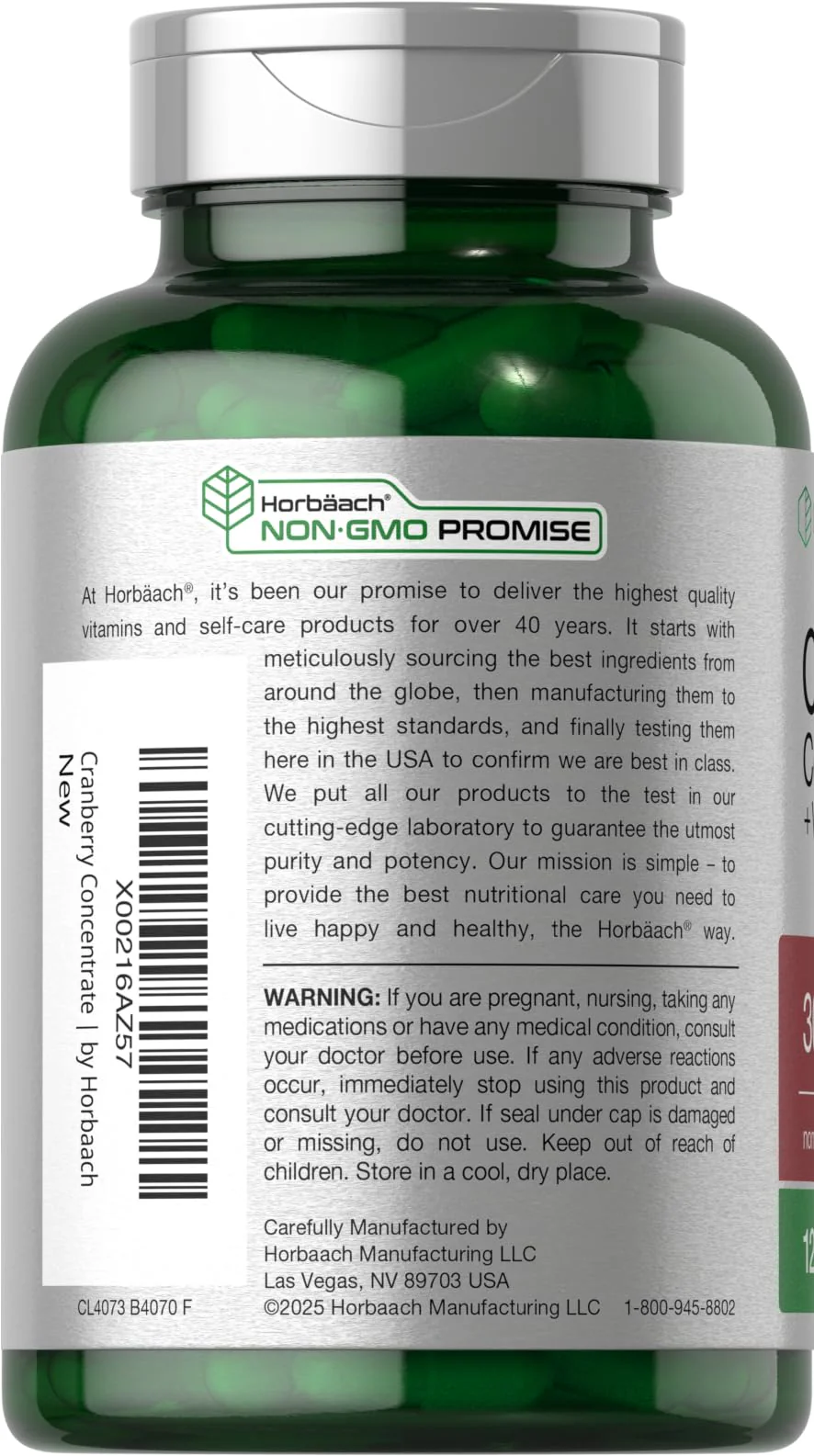 Horbäach Cranberry Concentrate Extract Pills + Vitamin C | 120 Capsules | Supplement for Women and Men | Triple Strength Ultimate Potency Formula | Non-GMO and Gluten Free - Image 3