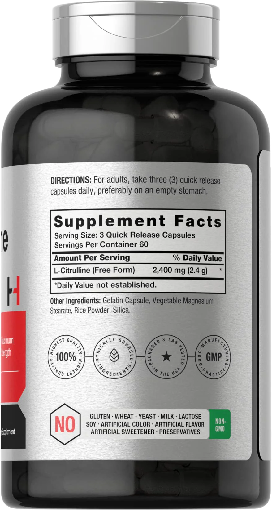 Horbaach L Citrulline Supplement for Men and Women | 2400 mg | 180 Capsules | Maximum Strength and Free Form | Non-GMO, Gluten Free - Image 7