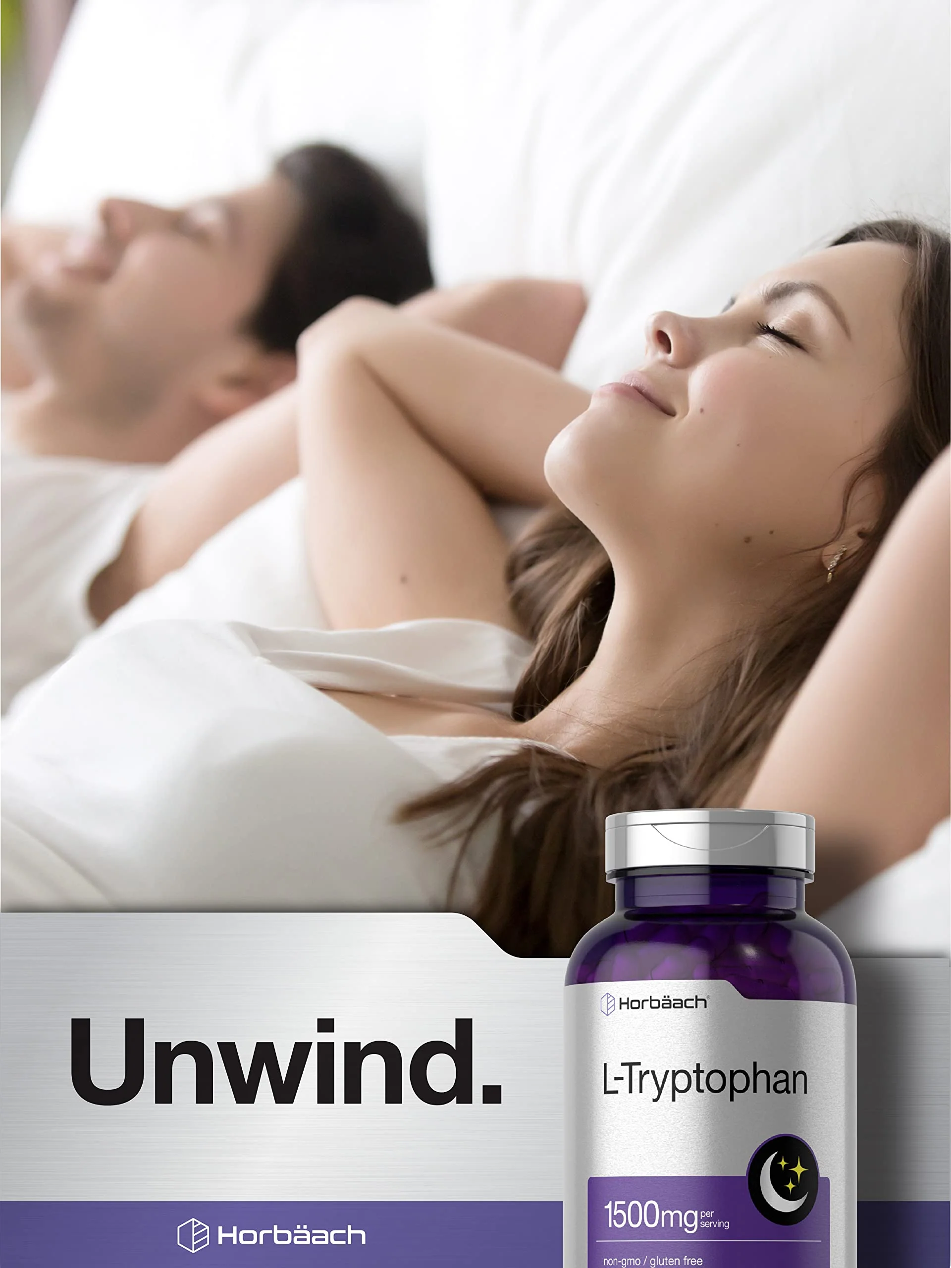 Horbäach L Tryptophan 1500mg Capsules | 240 Count | Nighttime Formula | Non-GMO, Gluten Free Supplement - Image 3