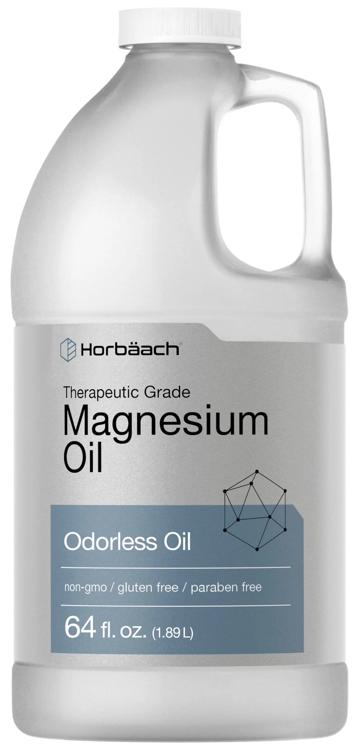 Horbäach Magnesium Oil | 64 fl. oz | Therapeutic Grade | Vegetarian, Non-GMO, Gluten Free, and Paraben Free Odorless Formula