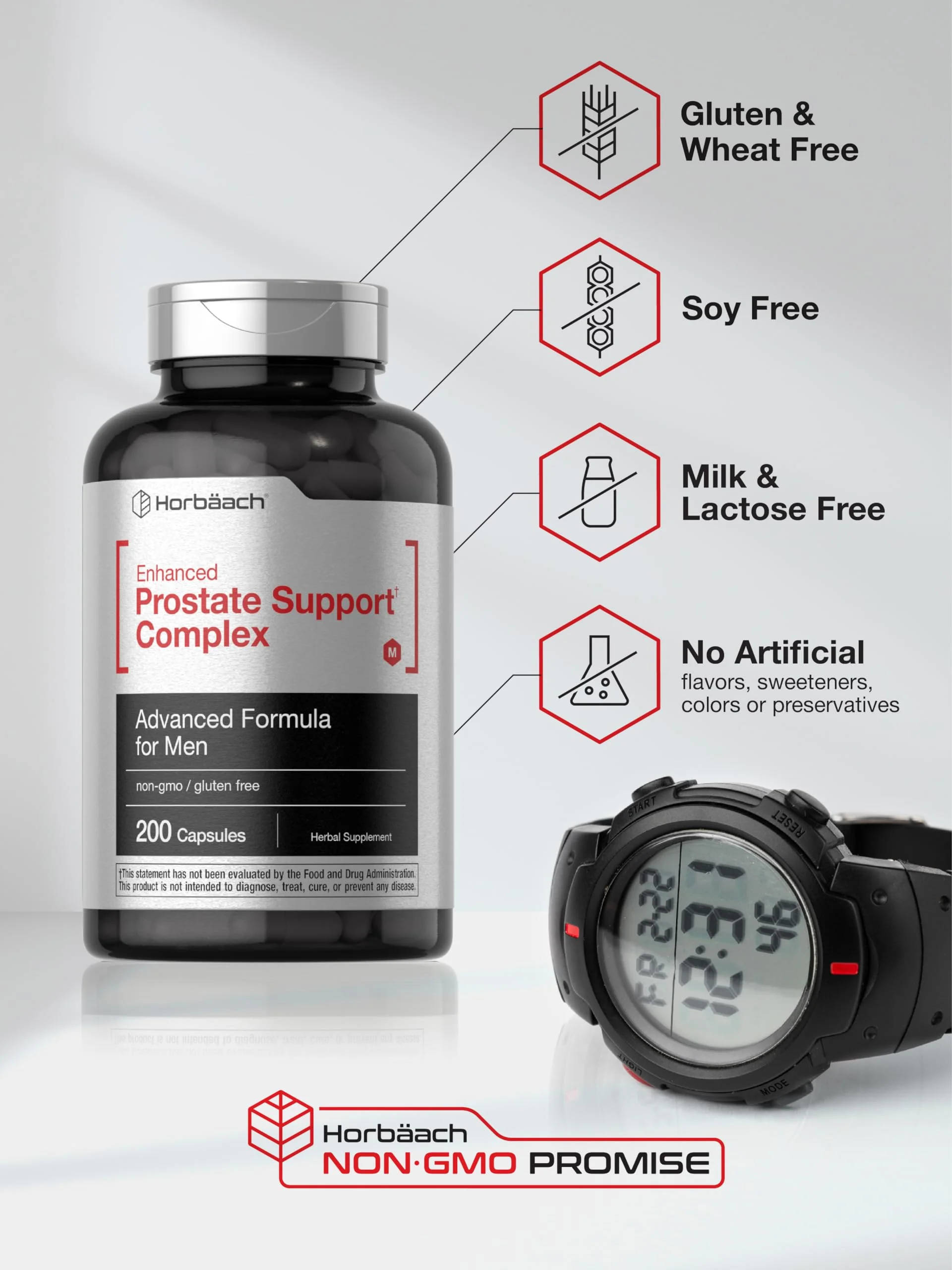 Horbaach Prostate Supplement for Men | 200 Capsules | Enhanced Complex with Saw Palmetto, Pygeum, Stinging Nettle | Non-GMO and Gluten Free - Image 5