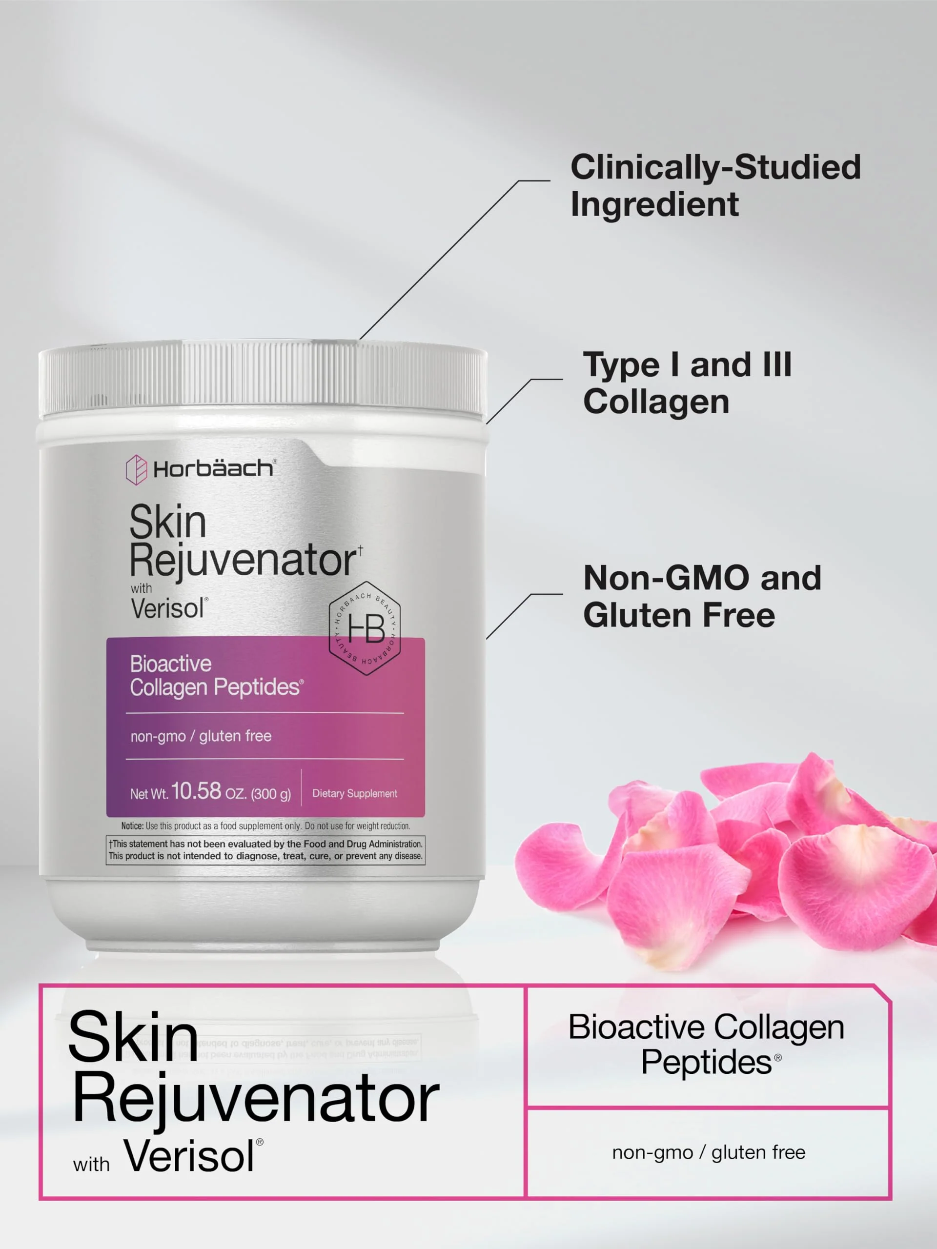 Horbäach Skin Rejuvenator with Verisol 10.58 oz | Bioactive Collagen Peptide Powder | Types I and III | Non GMO, Gluten Free Supplement - Image 6