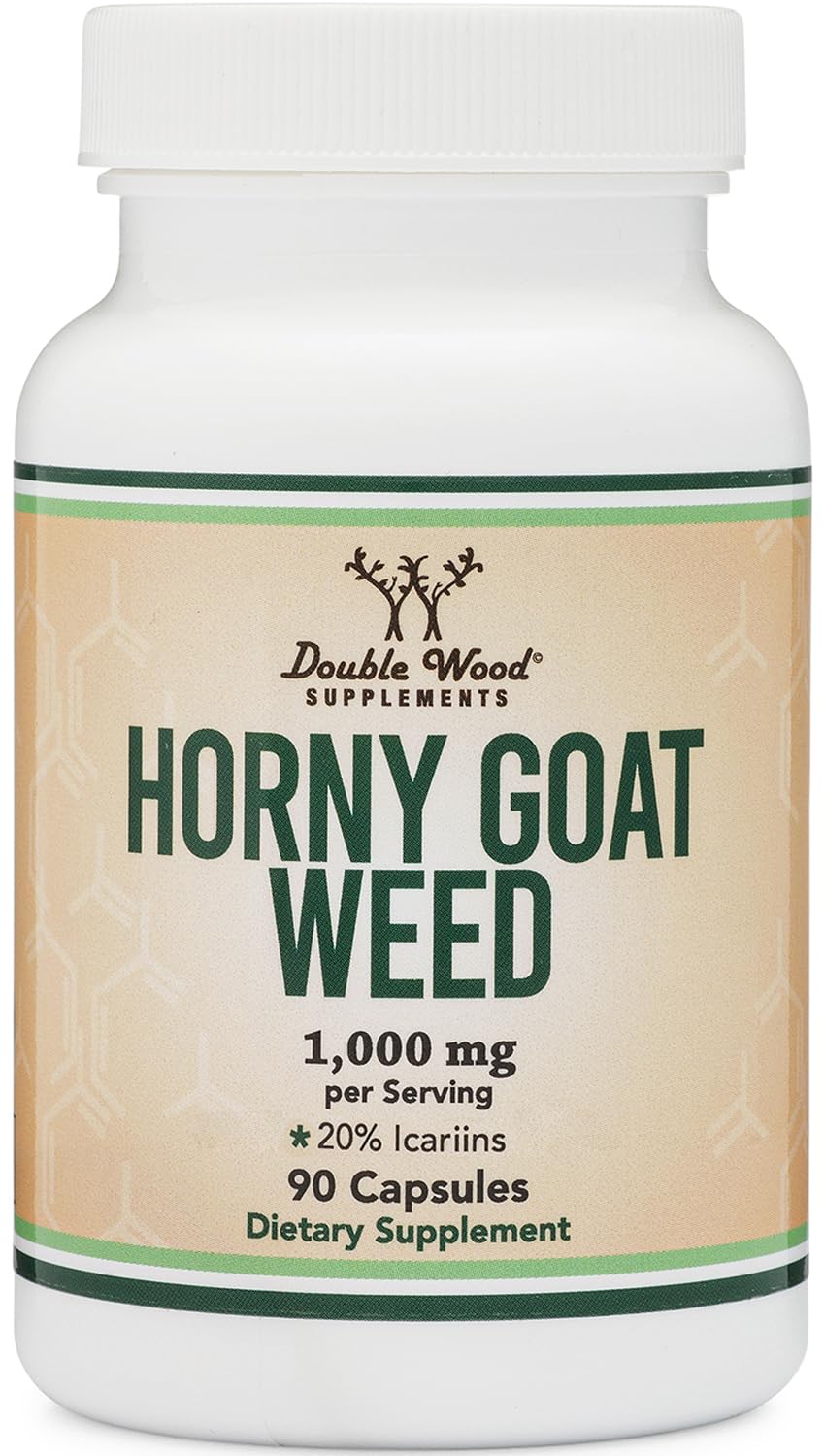 Horny Goat Weed for Men and Women - No Fillers (Max Strength Epimedium Std. to 20% Icariins) 1,000mg per Serving, 90 Capsules (Male Enhancing Supplement) by Double Wood - Image 2