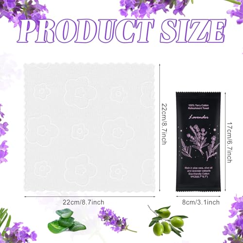 Hot or Cold Moist Cotton Towel Bulk Moist Towelettes Individually Wrapped 8.7" x 8.7",White Towel Services,Refreshment Pre Moistened Towels Lavender Scent for Travel Sport Party Spa Dentist Hotel - Image 6