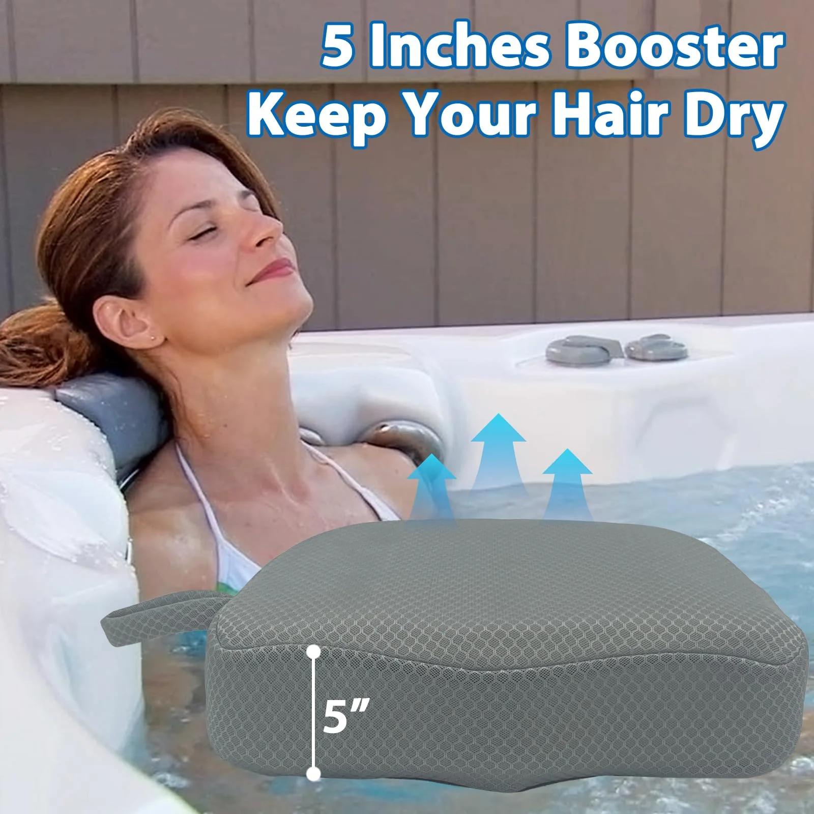 Hot Tub Booster Seat for Adults, 5 Inch Thick Supportive Cushion with Non-Slip Bottom, Weighted for Quick Sink Without Float, Spa Booster Seat for Hot Tub (Including Inflatable), Pool Gray - Image 3