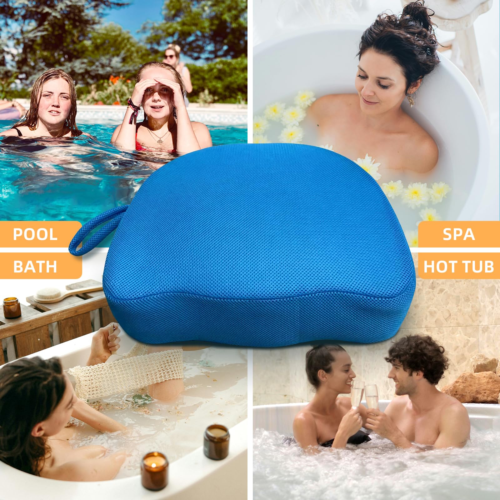Hot Tub Booster Seat for Adults, Quick-Drying Portable Cushion with Weighted Module for Quick Sinking, Suitable for Hot Tub Booster Seat, Inflatable Hot Tub, Pool (2 Pack Blue) - Image 2