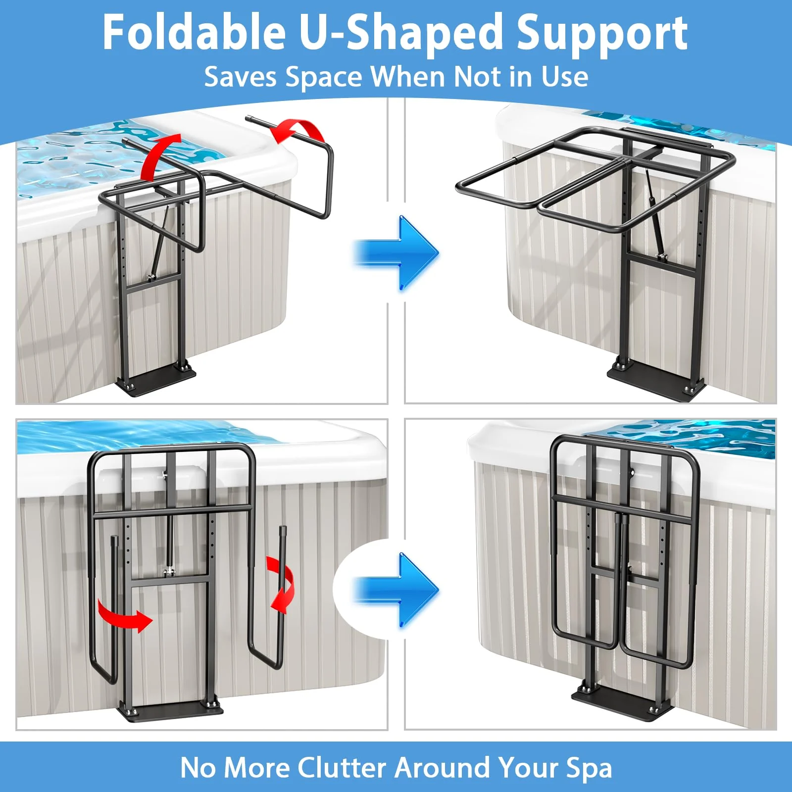 Hot Tub Cover Lift Adjustable U-Arms Spa Cover Lifter for Hot Tub Accessories, Hot Tub Cover Lifter Universal Fit Most Spas Hot Tubs Hydraulic Assist Removal System - Image 2