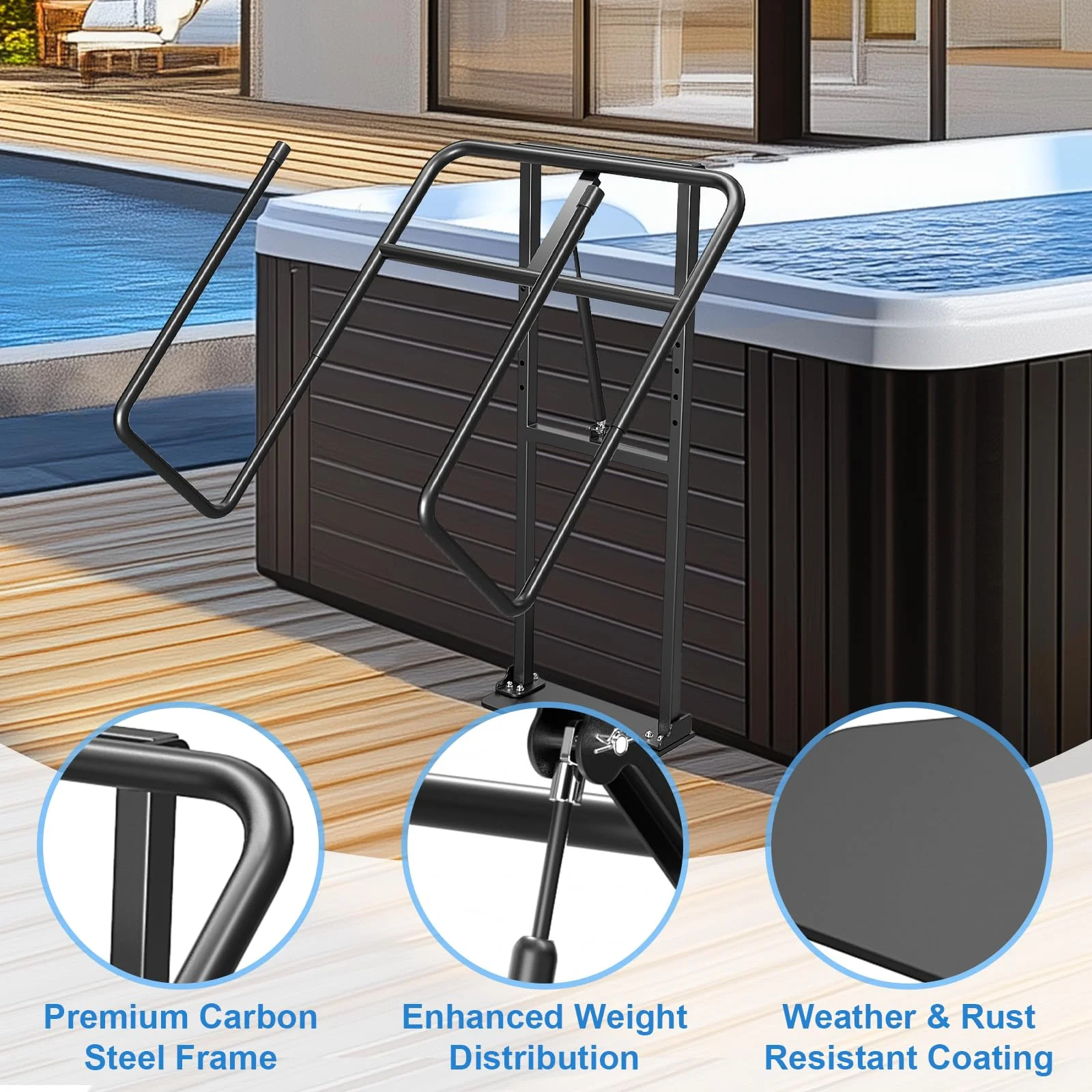 Hot Tub Cover Lift Adjustable U-Arms Spa Cover Lifter for Hot Tub Accessories, Hot Tub Cover Lifter Universal Fit Most Spas Hot Tubs Hydraulic Assist Removal System - Image 4