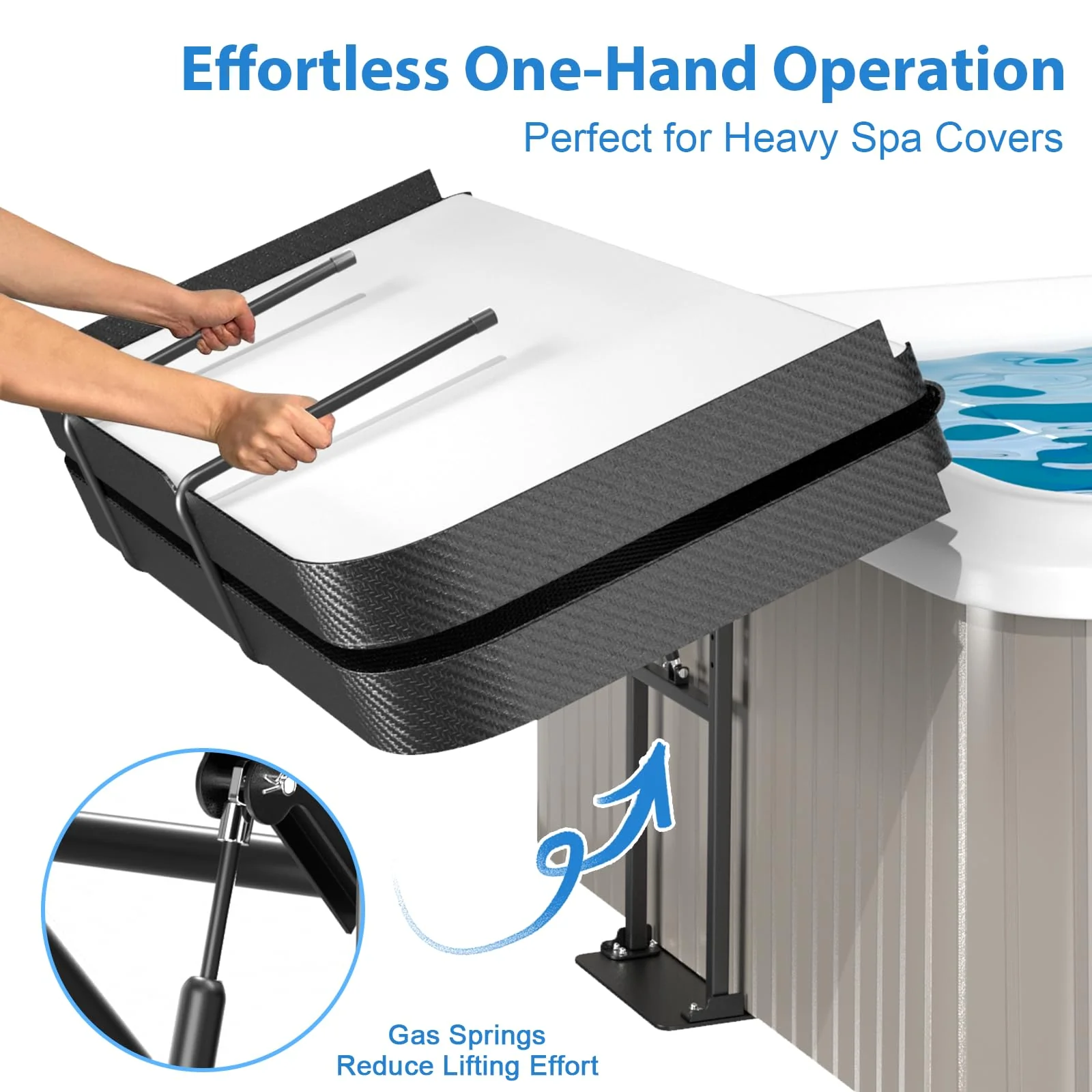 Hot Tub Cover Lift Adjustable U-Arms Spa Cover Lifter for Hot Tub Accessories, Hot Tub Cover Lifter Universal Fit Most Spas Hot Tubs Hydraulic Assist Removal System - Image 7