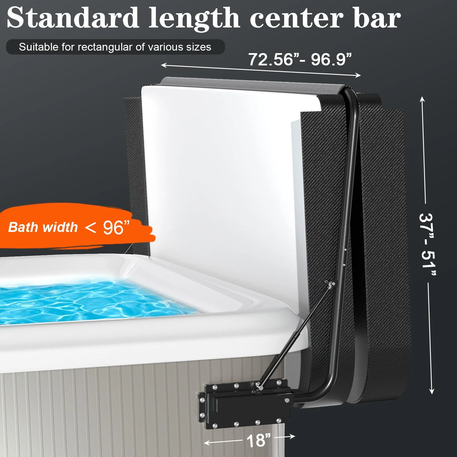 Hot Tub Cover Lifter - Heavy-Duty Spa Cover Lift Removal System, Adjustable Height & Width, Hot Tub Accessories Fits Most Hot Tubs Up to 96" Wide, Spa Lid Lifter Hydraulic Assist Removal System - Image 4