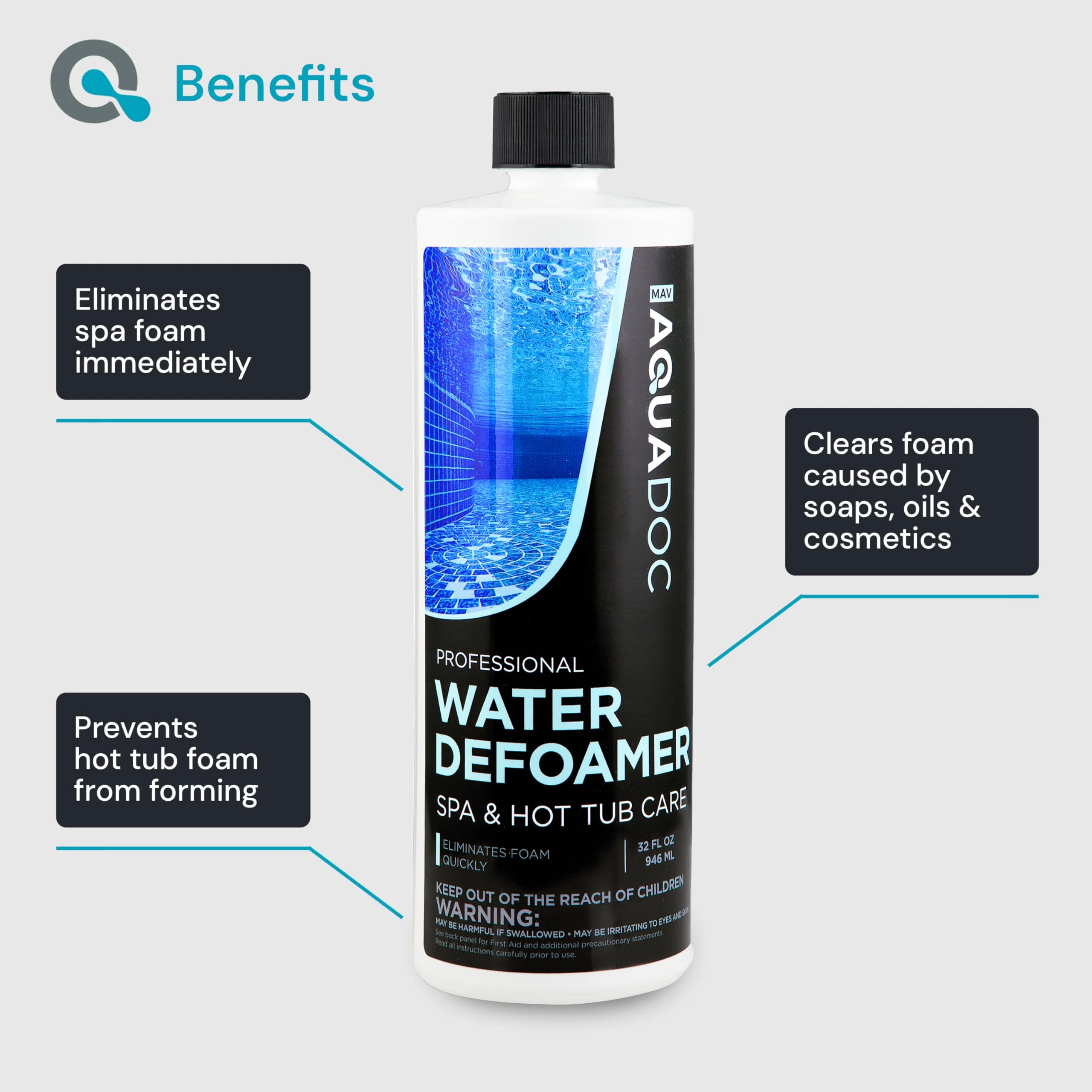 Hot Tub Defoamer - Spa Defoamer for Hot Tub Owners 32oz, Spa Anti Foam to Keep Foam Down, Hot Tub Chemicals Made in USA - AquaDoc - Image 6