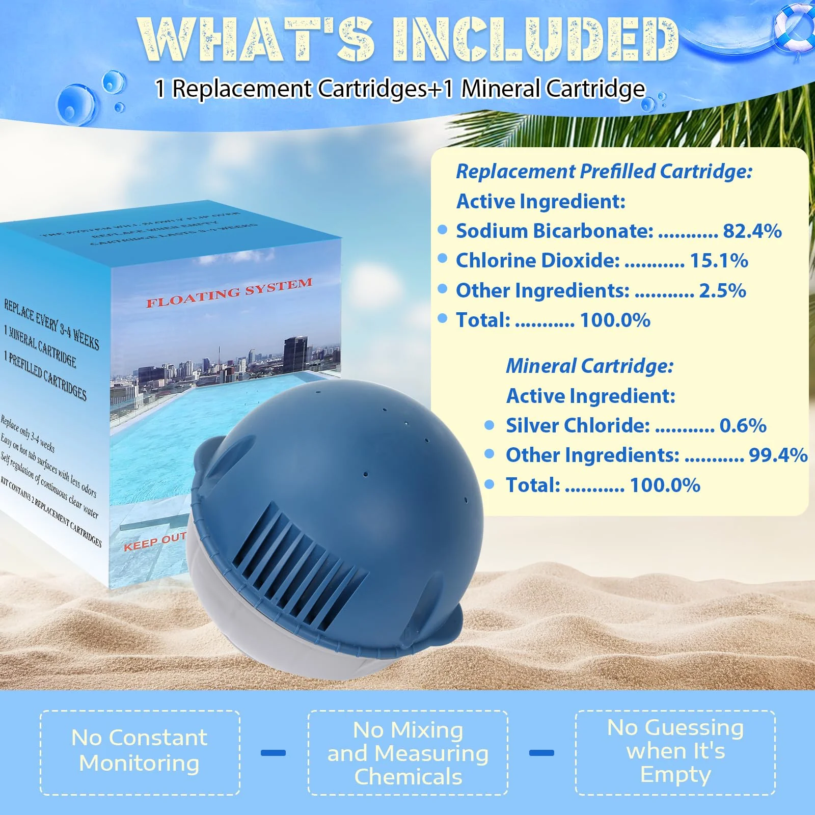 Hot Tub Floating System Mineral Cartridge + Prefilled Replacement Cartridge 1-Pack, Compatible with Frog Ease Floating System, Self-Regulating Water Treatment - Image 4