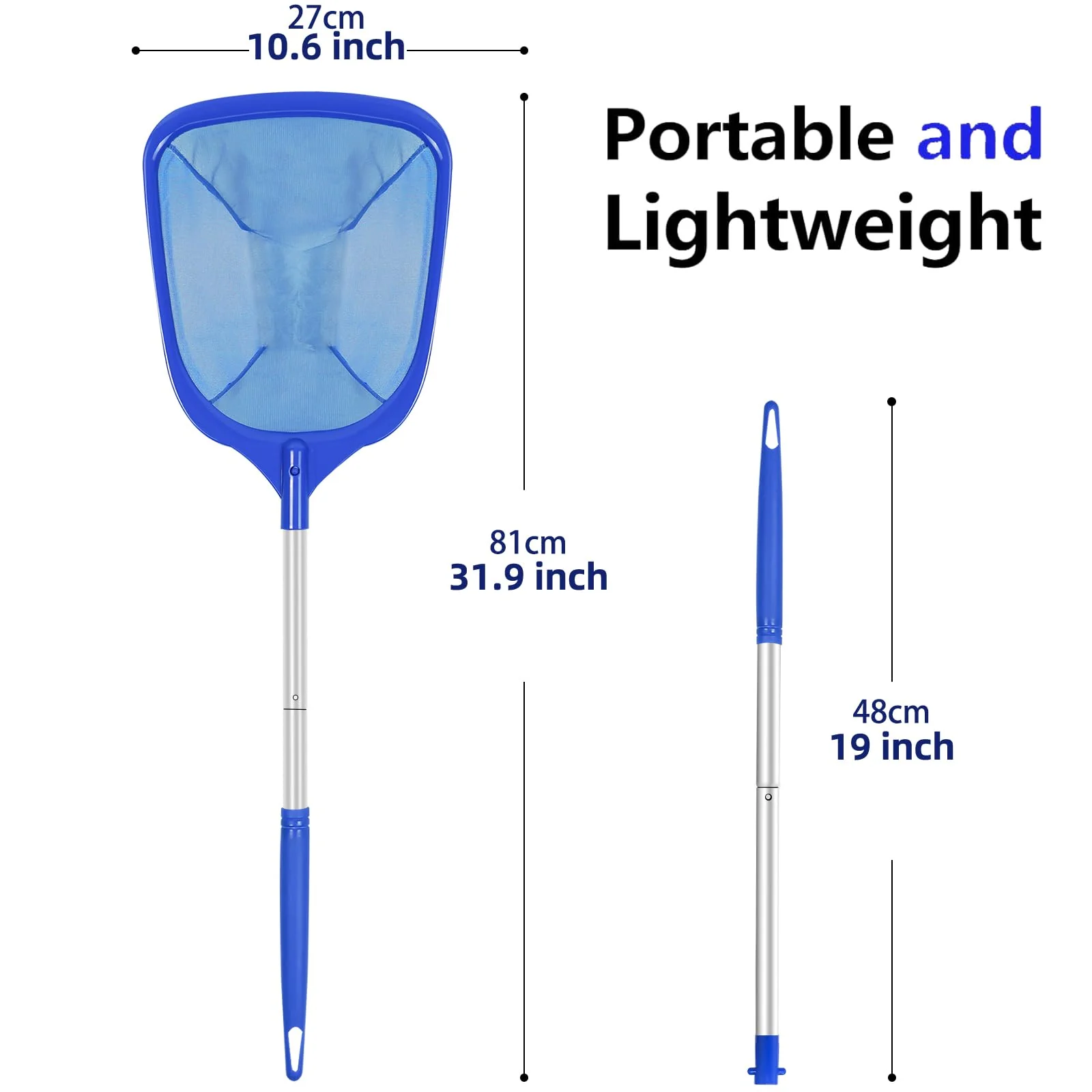 Hot Tub Pool Skimmer Net, Pond Net With 13'' Aluminum Pole, Deep Ultra Fine Mesh for Hot Tubs/Spas/fountain/Small Pools, Durable Aluminum Handle Leaf & Debris Cleaner for Above ground Inground Pool - Image 4