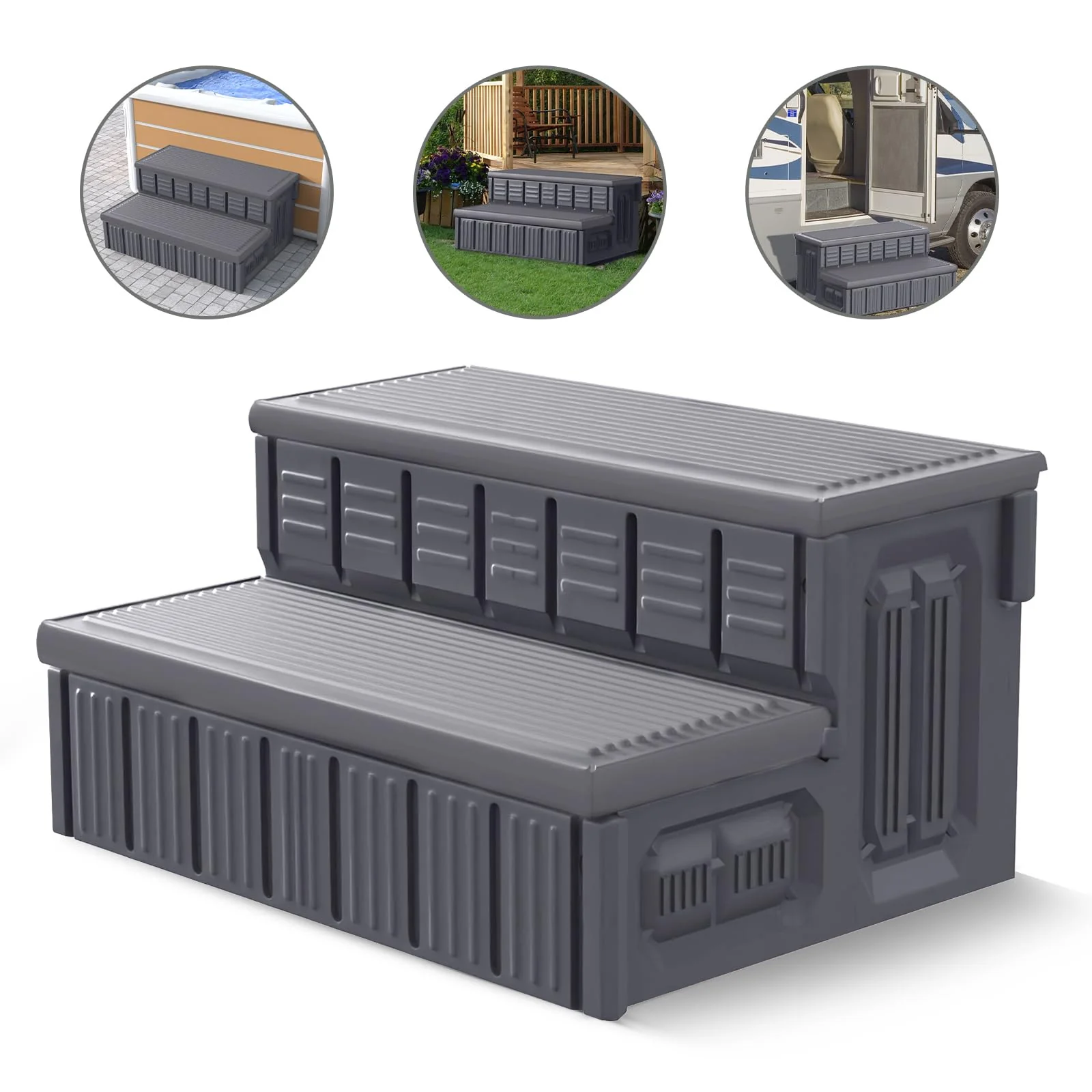 Hot Tub Steps, Outdoor Spa Steps with Storage, Non-Slip & Sturdy Hot Tub Stairs, 36 Inches Long - Image 2
