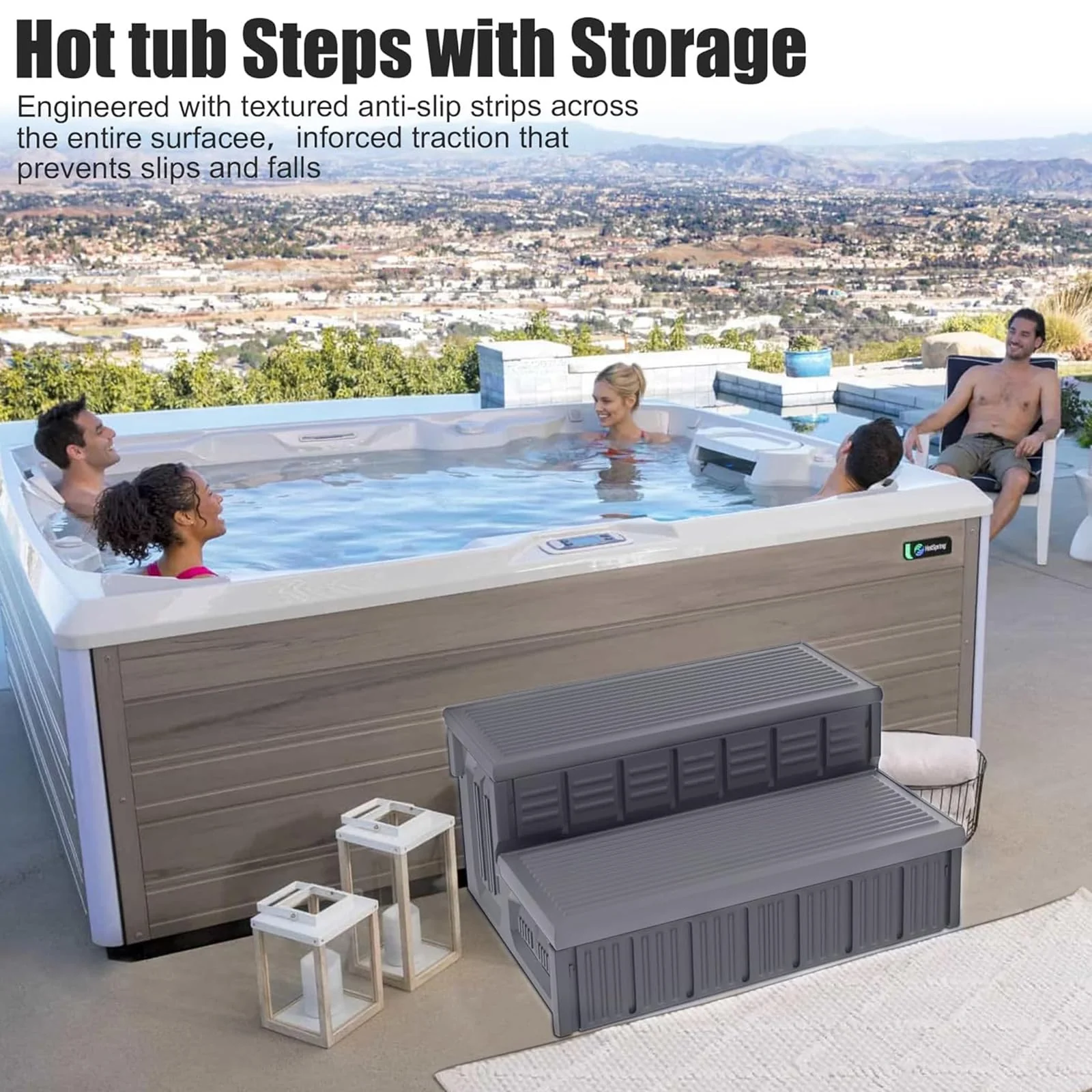 Hot Tub Steps, Outdoor Spa Steps with Storage, Non-Slip & Sturdy Hot Tub Stairs, 36 Inches Long - Image 7