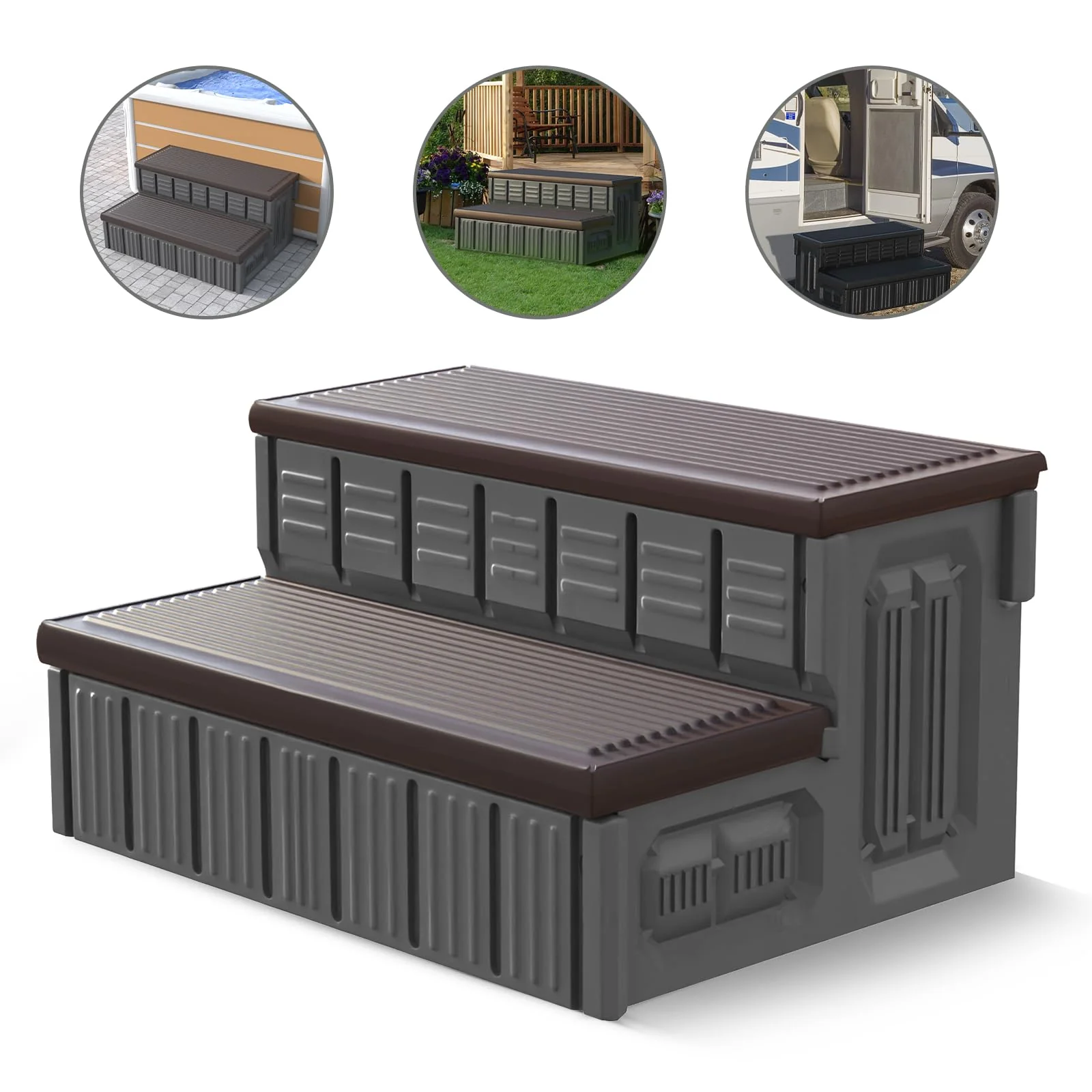 Hot Tub Steps, Outdoor Spa Steps with Storage, Non-Slip & Sturdy Hot Tub Stairs, 36 Inches Long - Image 2