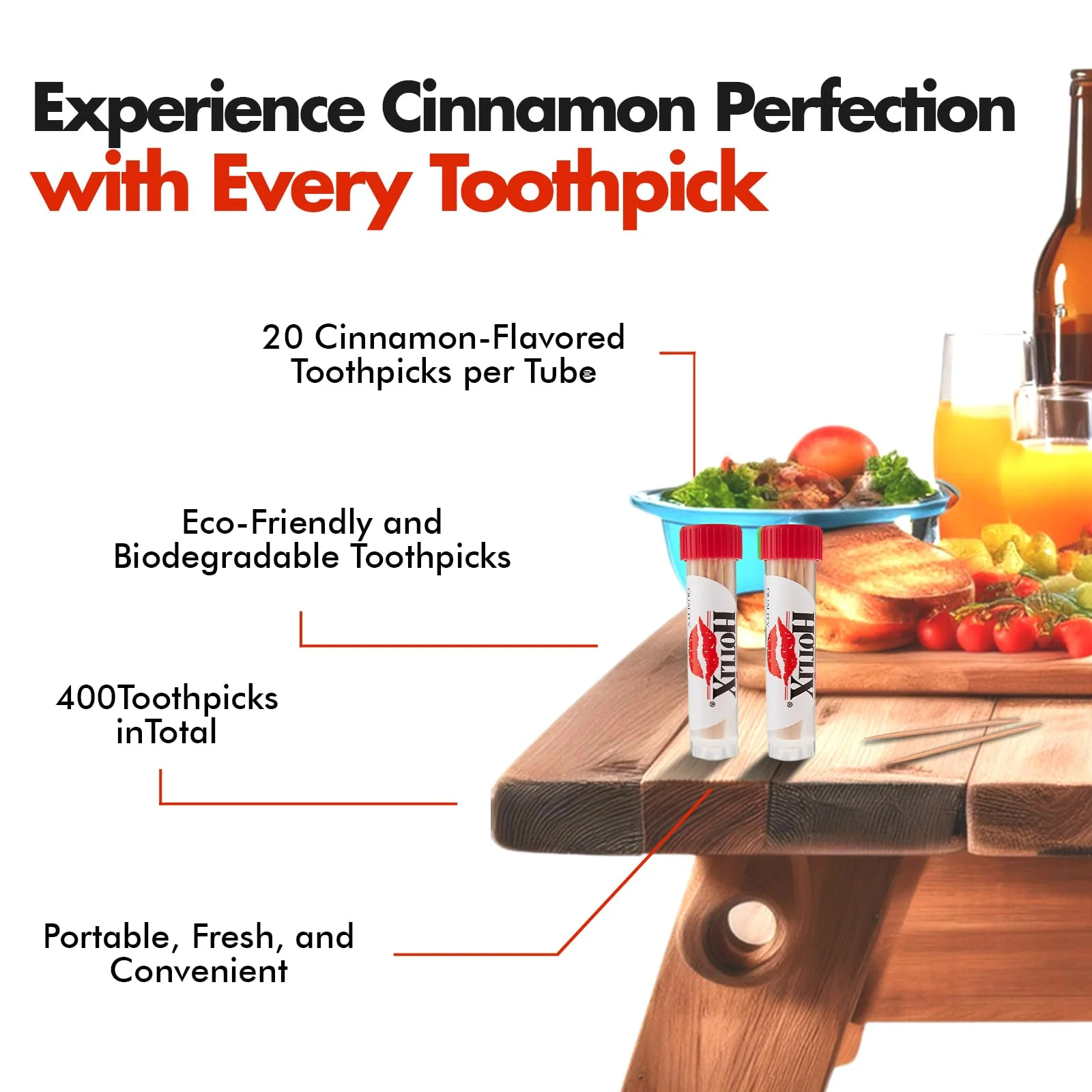 Hotlix Cinnamon Toothpicks (20 Pack 400 total), Flavored Toothpicks, Travel Toothpicks, Toothpicks for Food, Wooden Toothpicks, Fancy Toothpicks for Appetizers, Best Quit Smoking Products, Made in USA - Image 4