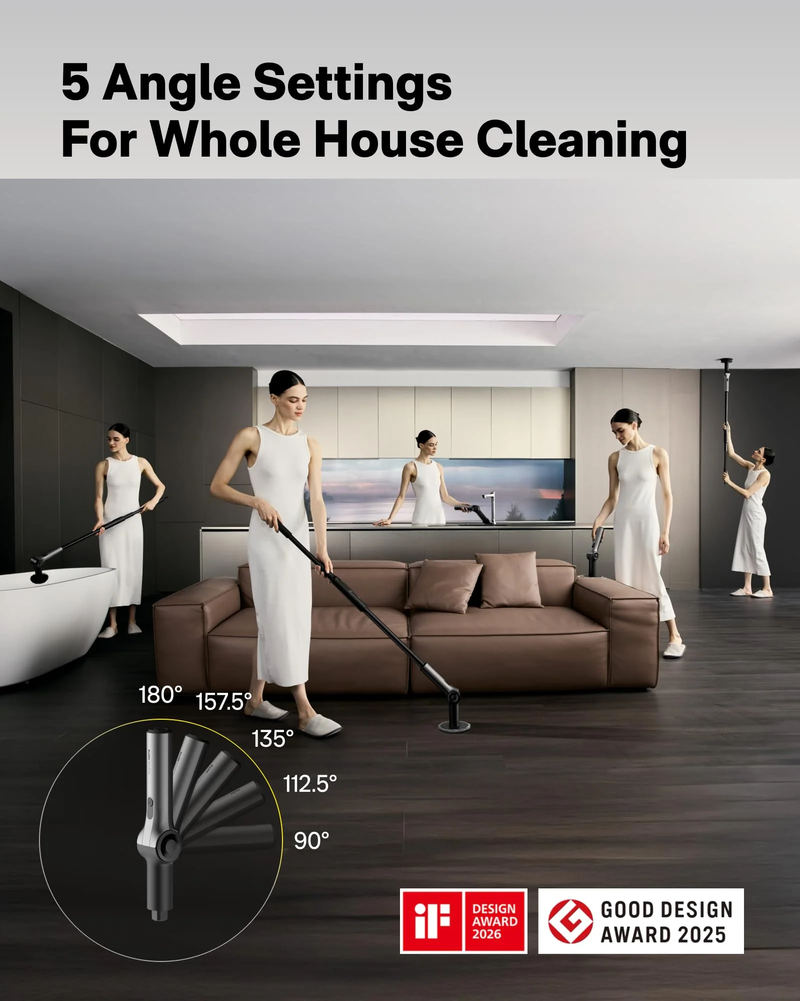 HOTO Flexi™ Cordless Electric Spin Scrubber, Adjustable Angle, Extendable Handle, Smart Display, IPX7 Waterproof, Powerful Cleaning Scrubber with 8 Replaceable Brush Heads, for Bathtub, Bathroom, Tile - Image 9