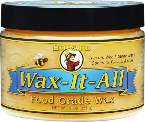 Howard Products Food-Grade Wax Paste | For Wood & Metal | Water-Resistant | With Beeswax & Carnauba | 9 Fl oz, Pack of 6