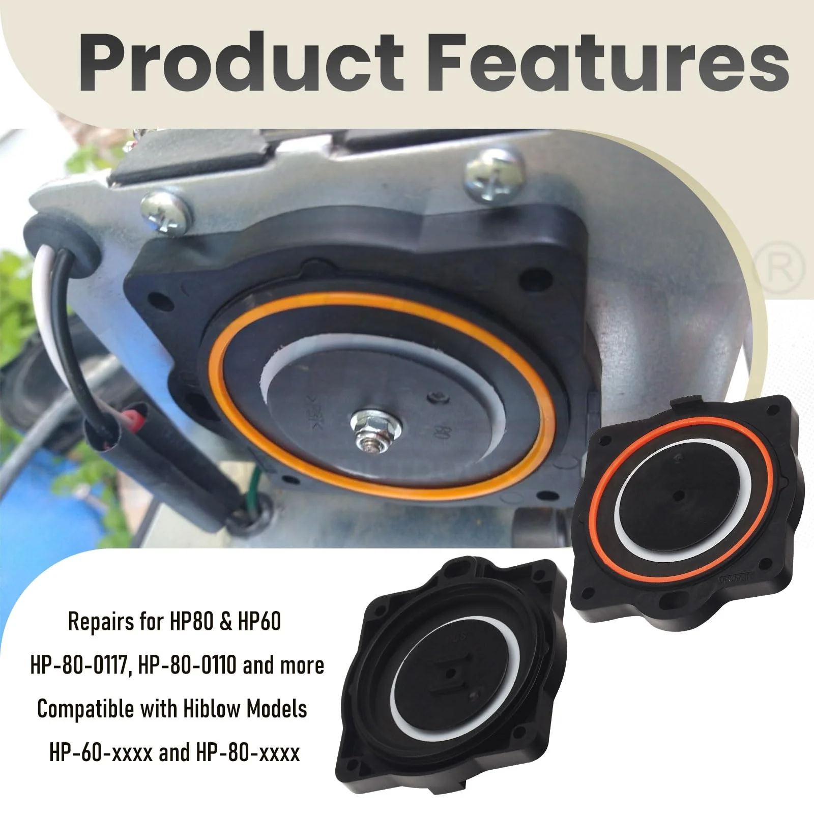 HP60/80 Air Pump Rebuild Complete Kit for Hiblow HP 80, HP 60 Aerators, HP-80-0110, with White Switch - Image 6