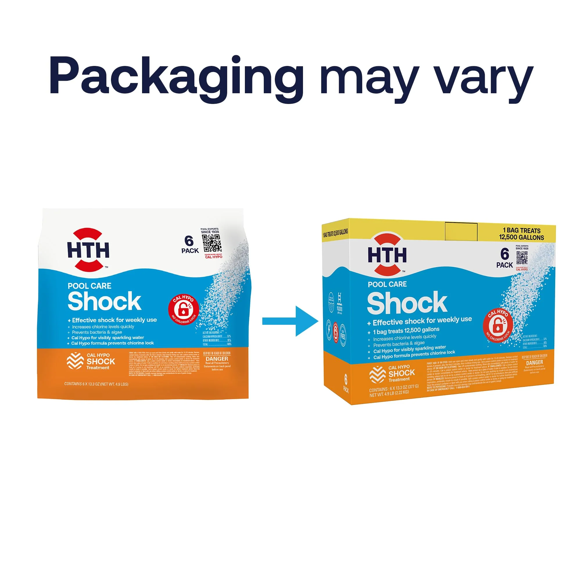 HTH 52030B Swimming Pool Care Shock, Swimming Pool Chlorinator Boosts Chlorine Levels, Cal Hypo Formula, 13.3oz (Pack of 6) - Image 4