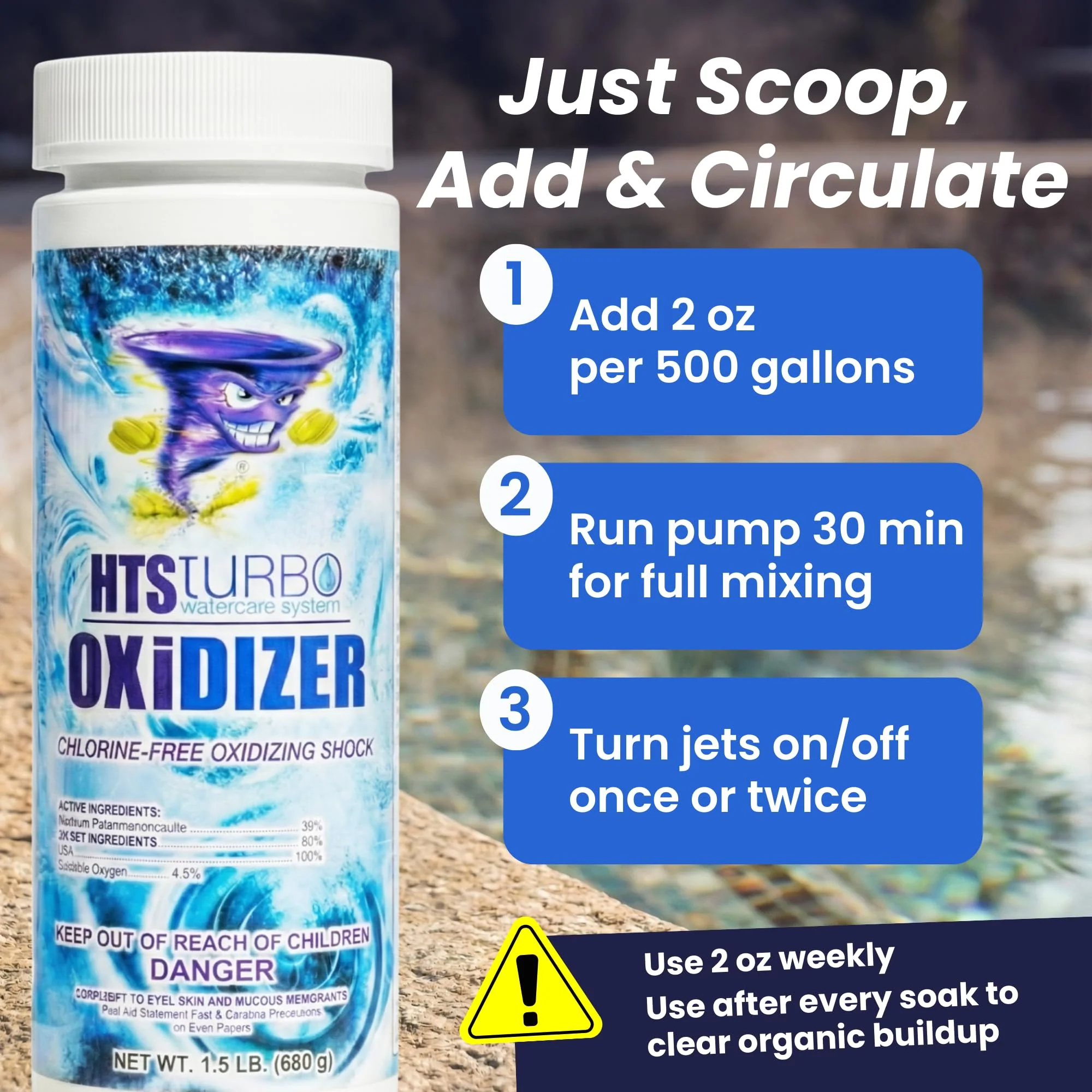 HTS Turbo 1.5 lbs Non-Chlorine Spa Shock - Oxidizer for Hot Tub & Spa - Fast-Dissolving, Crystal Clear Water, USA Made - Image 5