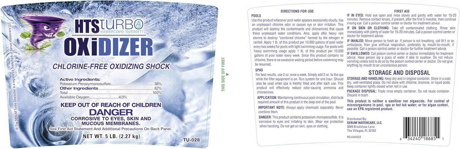 HTS Turbo Oxidizer Shock for Pools, Hot Tubs & Spas - 5 lbs Made in USA | Fast-Dissolving Oxidizing Shock for Pool | Non Chlorine Pool Shock Treatment | Non Chlorine Shock for Pool Clears Water - Image 3
