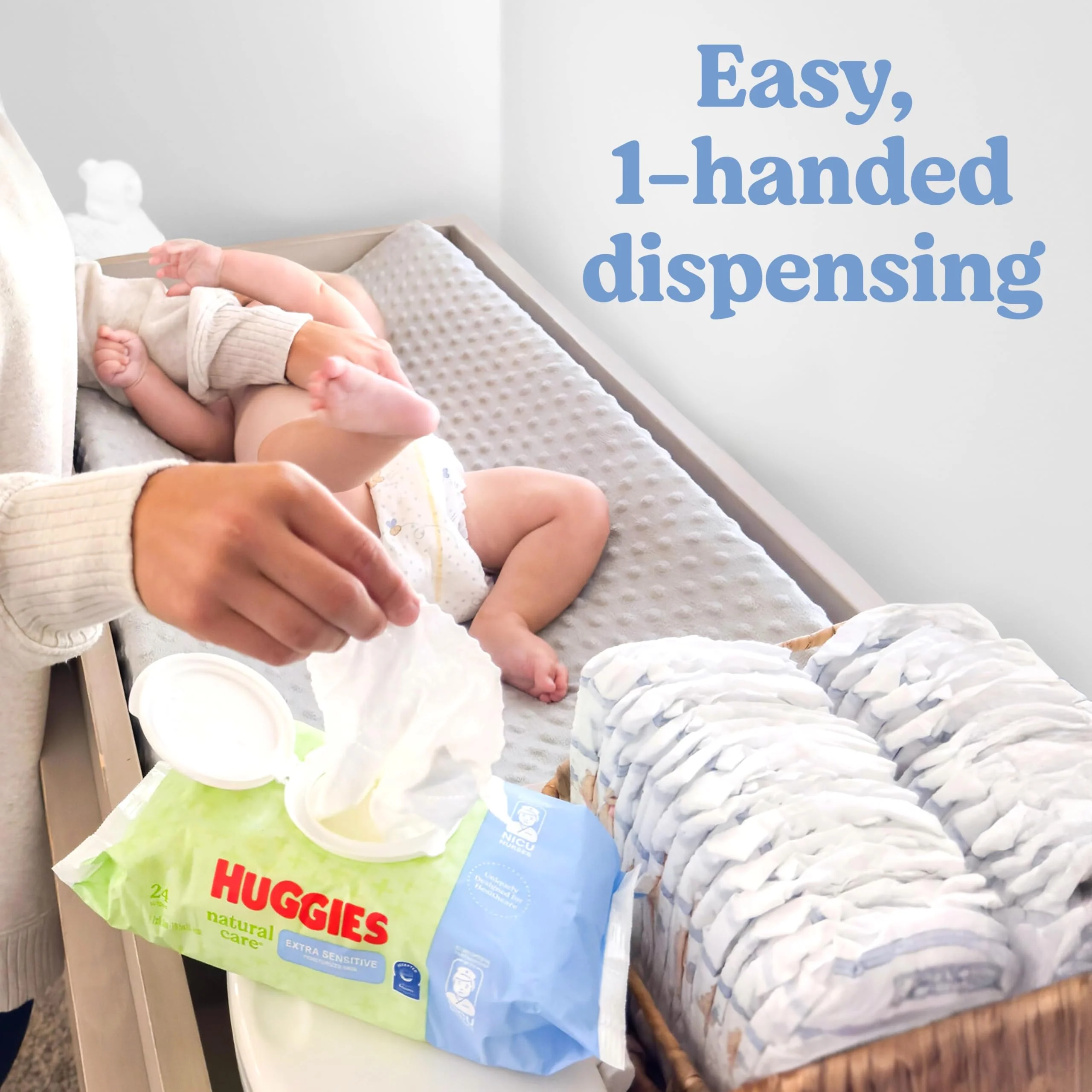 Huggies Natural Care Extra Sensitive Baby Wipes, Unscented, 1 Flip-Top Pack (24 Wipes Total) (Pack of 6) - Image 2