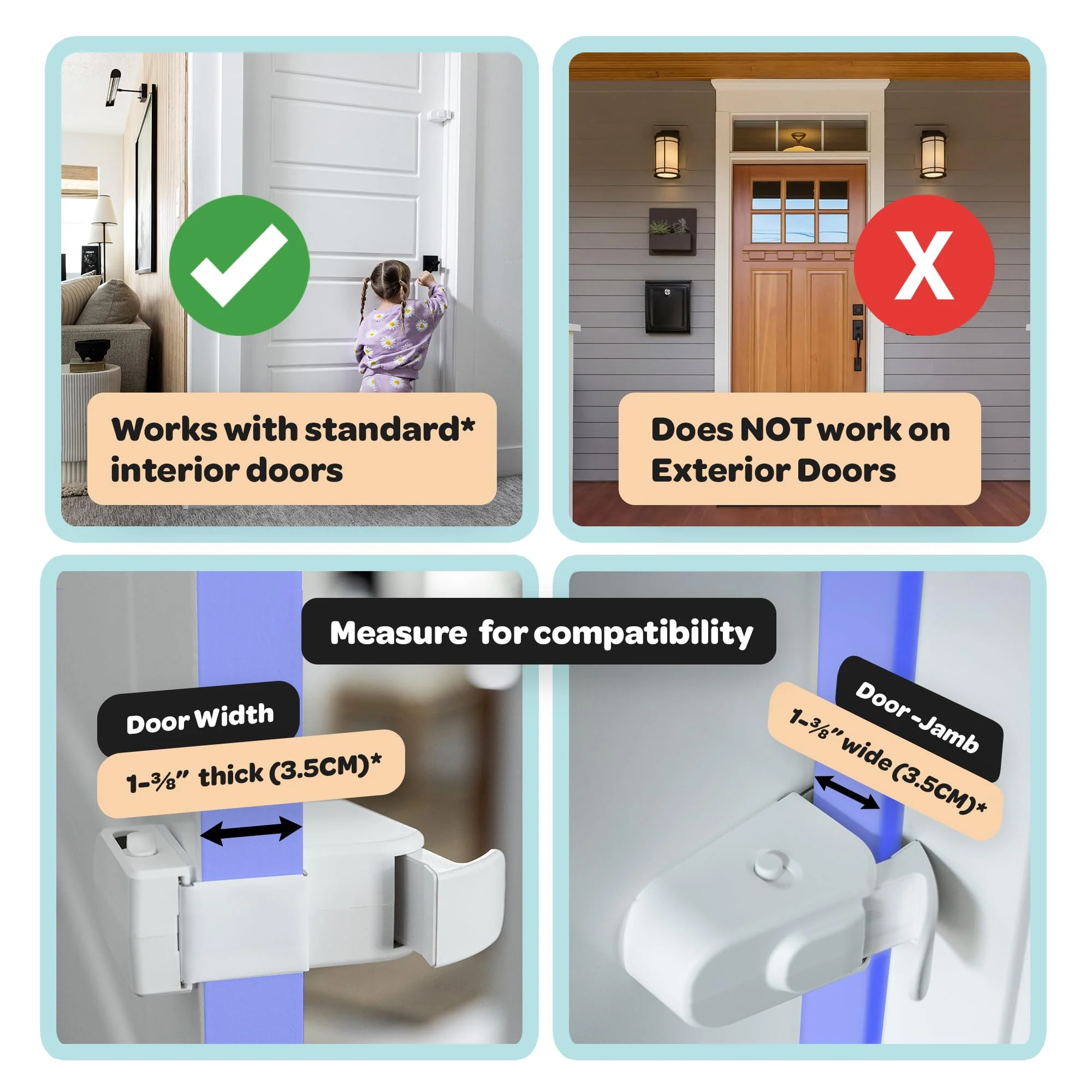 Huglock - The Snap-On Door Lock Kids Can't Reach or Defeat - No Tools or Adhesives Required - Works With Door Knob, Lever or Handle - Childproof Safety Locks are Toddler, Baby and Child Proof (1 Pack) - Image 3