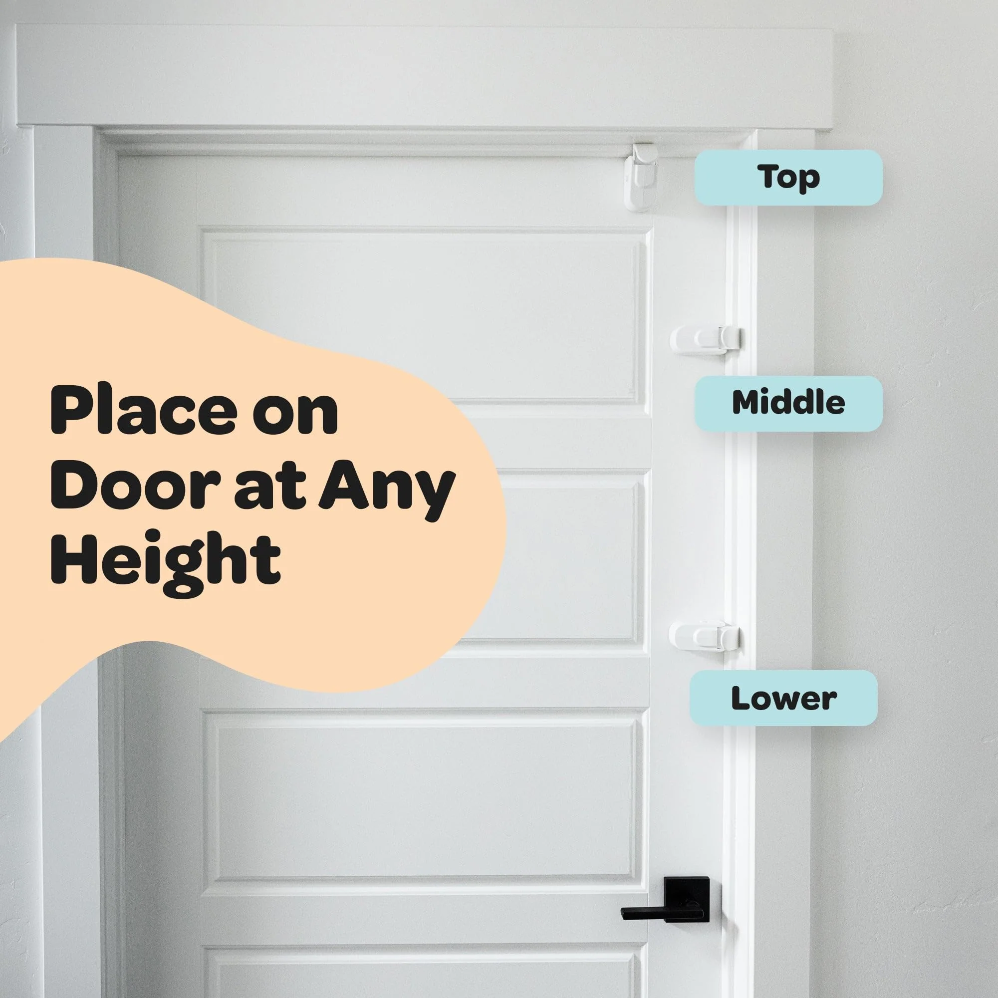Huglock - The Snap-On Door Lock Kids Can't Reach or Defeat - No Tools or Adhesives Required - Works With Door Knob, Lever or Handle - Childproof Safety Locks are Toddler, Baby and Child Proof (1 Pack) - Image 4