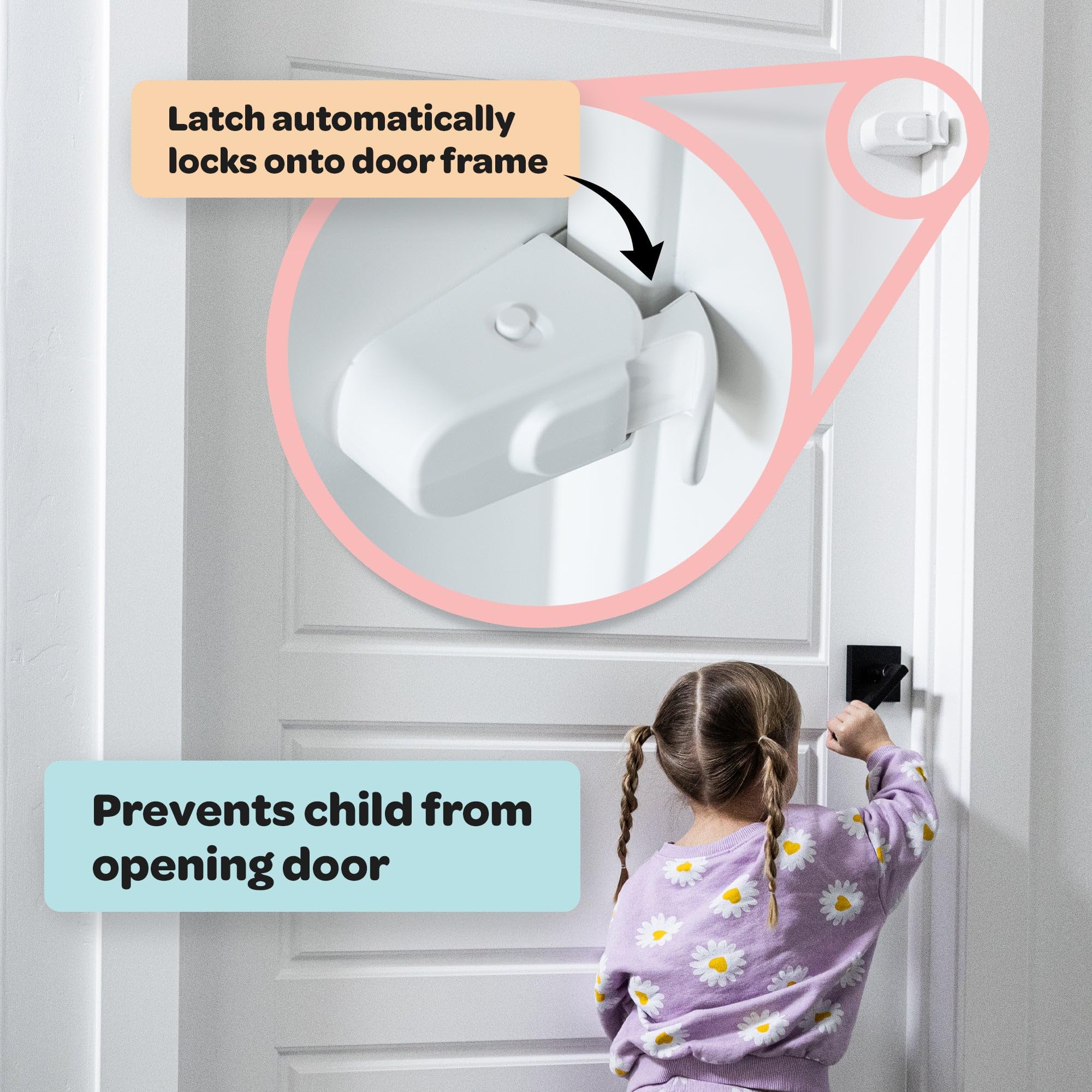 Huglock - The Snap-On Door Lock Kids Can't Reach or Defeat - No Tools or Adhesives Required - Works With Door Knob, Lever or Handle - Childproof Safety Locks are Toddler, Baby and Child Proof (1 Pack) - Image 6