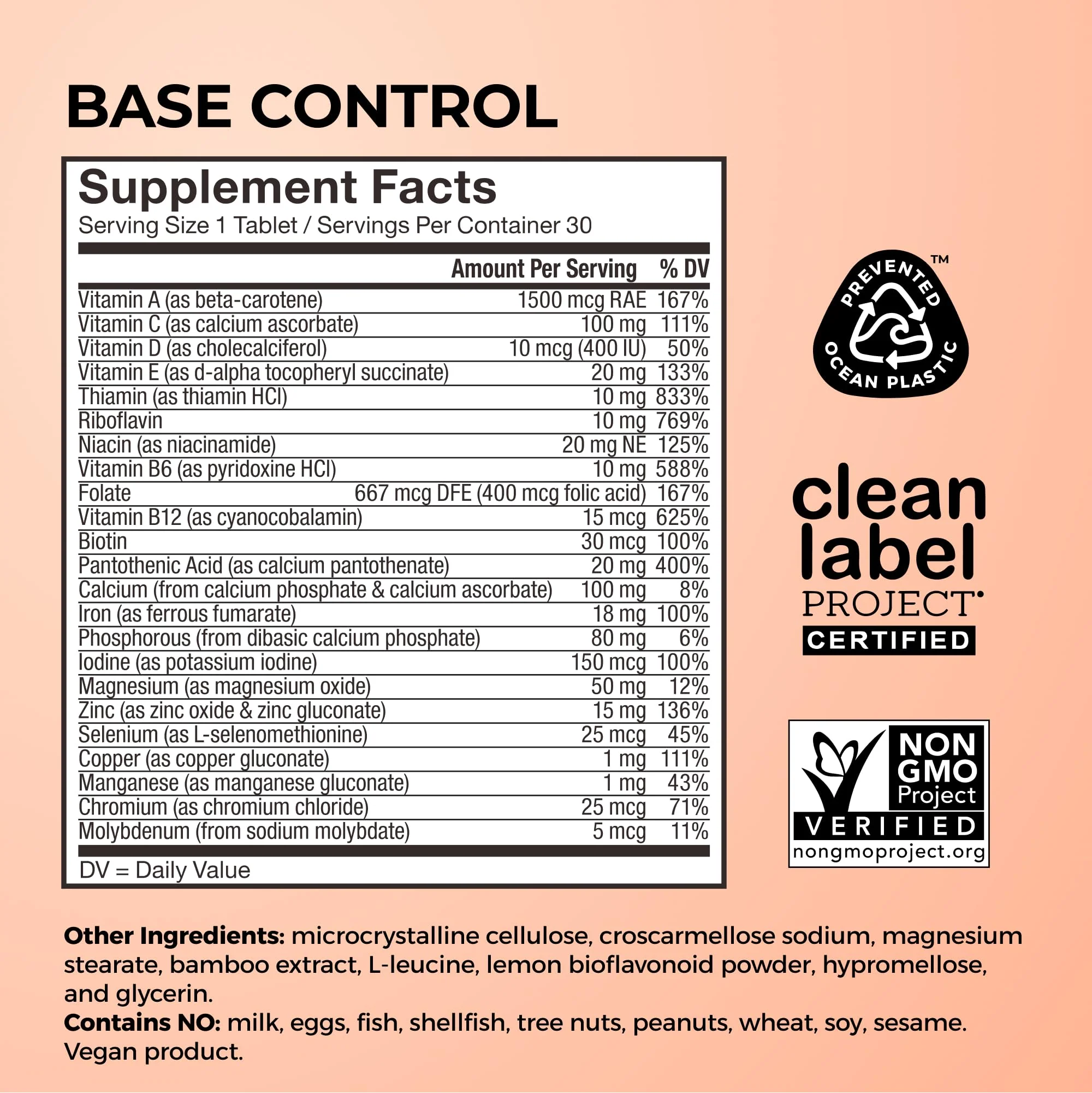 HUM Base Control Multivitamin for Women with Vitamin C, Iron, Biotin, Zinc, B Complex, Daily Women's Multivitamin, 22 Essential Vitamins & Minerals, Support for Pre-Menopause, Gluten Free, 30 Capsules - Image 5