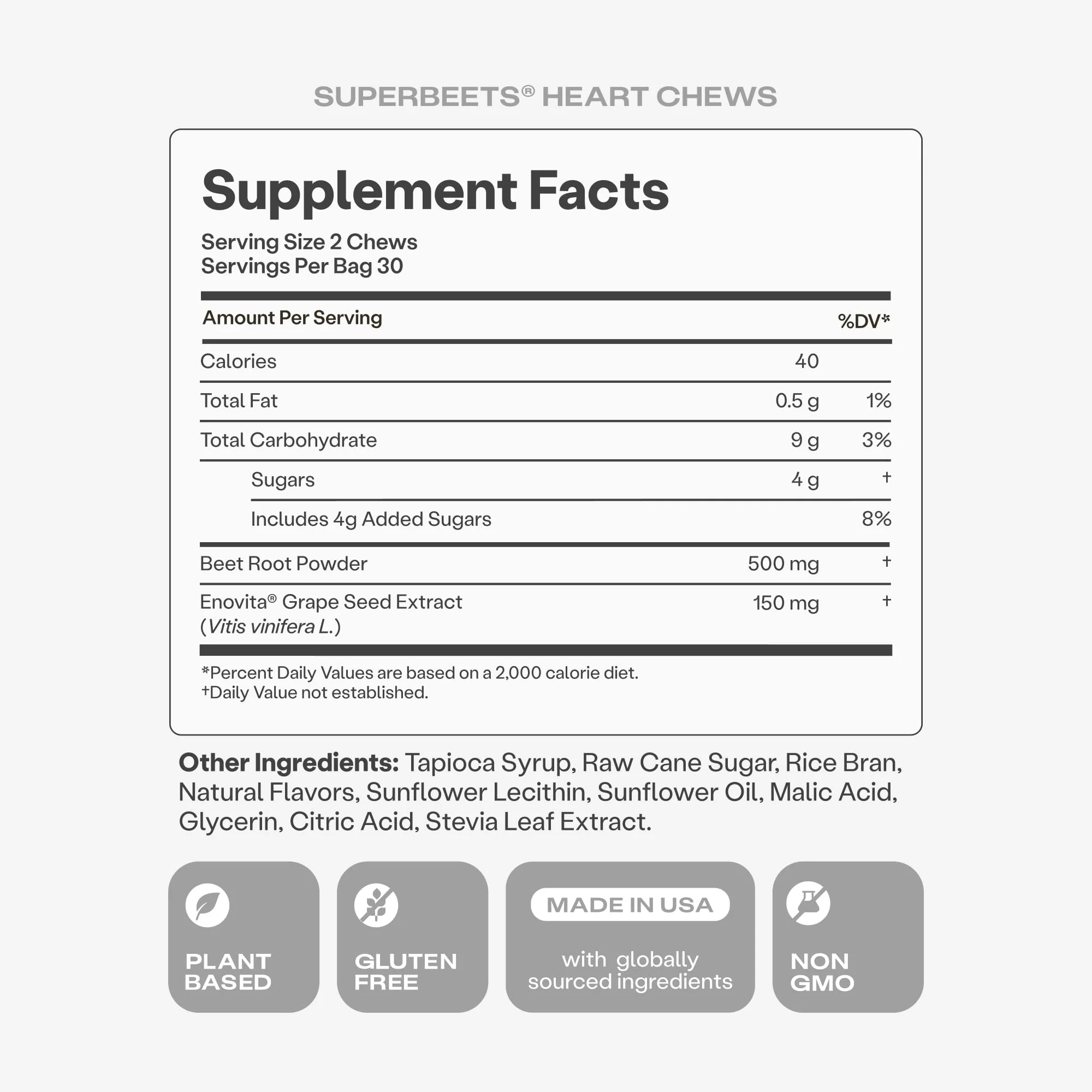Humann SuperBeets Heart Chews, Beet Root Powder Support Energy Supplement, Nitric Oxide and Blood Pressure Support, Grape Seed Extract & Non-GMO, Heart Health, Pomegranate Berry Flavor, 180 Count - Image 9