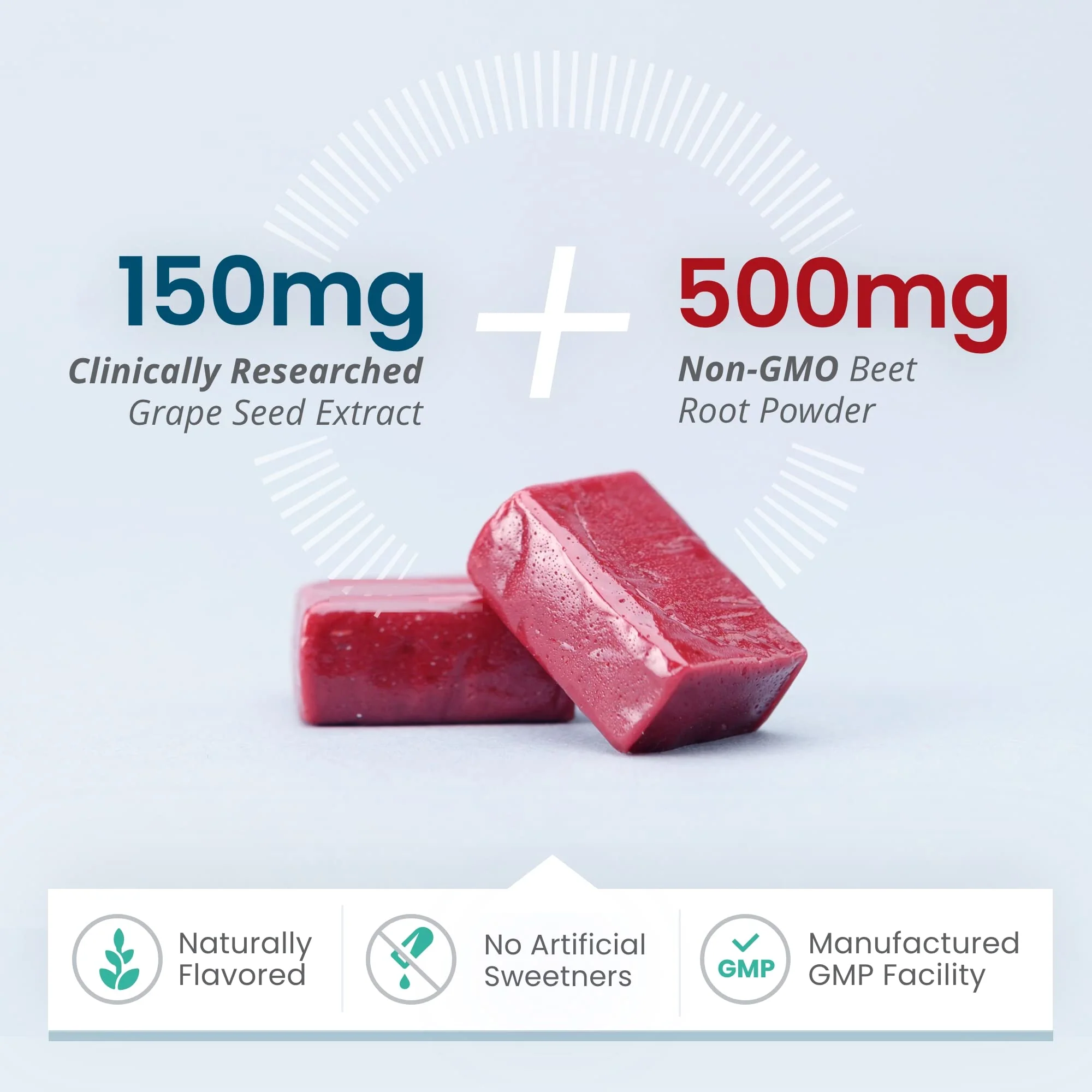 Humann SuperBeets Heart Chews - Nitric Oxide Production Support - Grape Seed Extract & Non-GMO Beet Energy Chew - Pomegranate Berry Flavor - 120 Count (Total) - Image 4