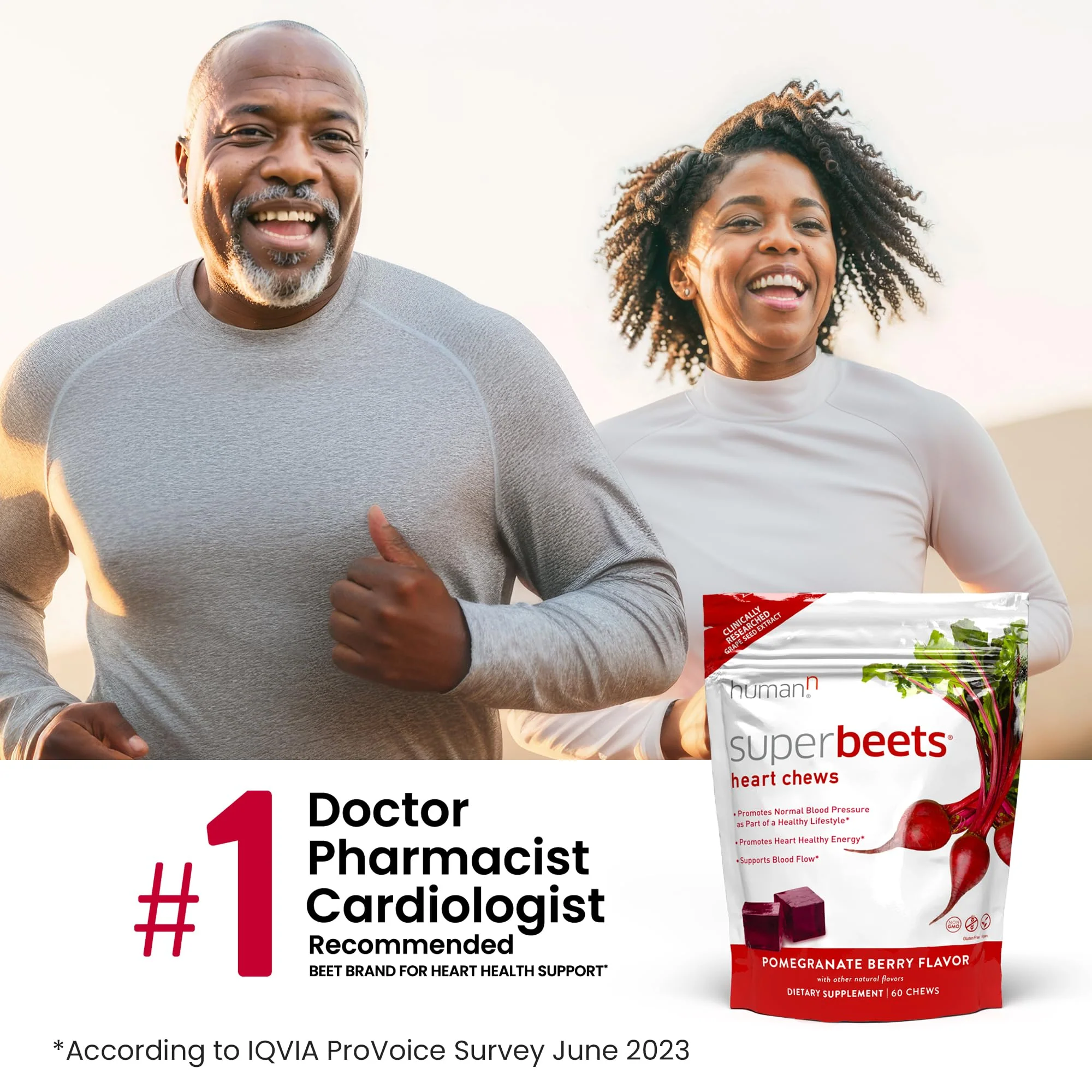 Humann SuperBeets Heart Chews - Nitric Oxide Production Support - Grape Seed Extract & Non-GMO Beet Energy Chew - Pomegranate Berry Flavor - 120 Count (Total) - Image 6