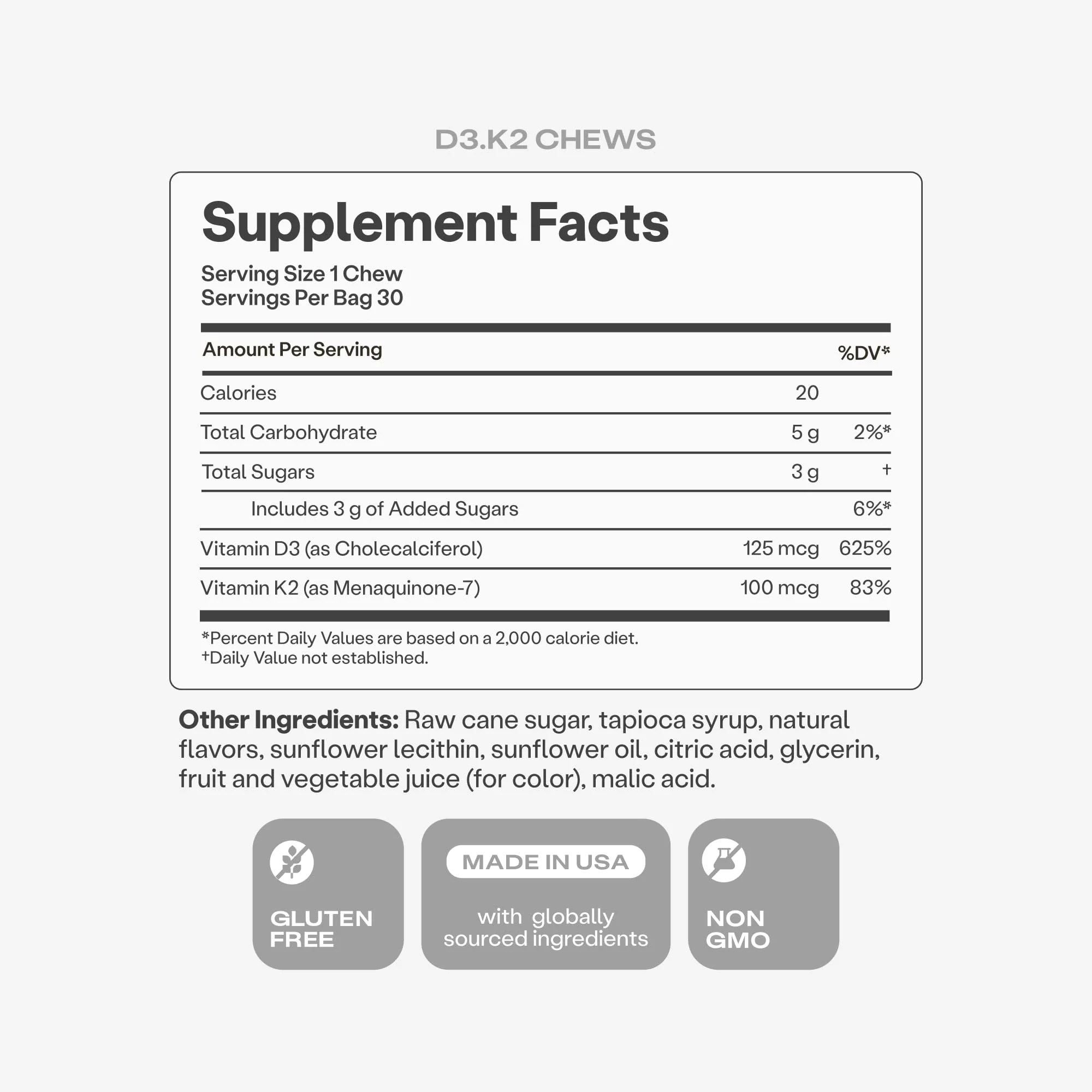 Humann Vitamin D3 + K2 Chews - High Potency Vitamin D 5000iu (125mcg) Helps Support Healthy Mood, Immunity, Cardiovascular, Respiratory Health & Bone Health, Mixed Berry Flavor, 30 Count - Image 3
