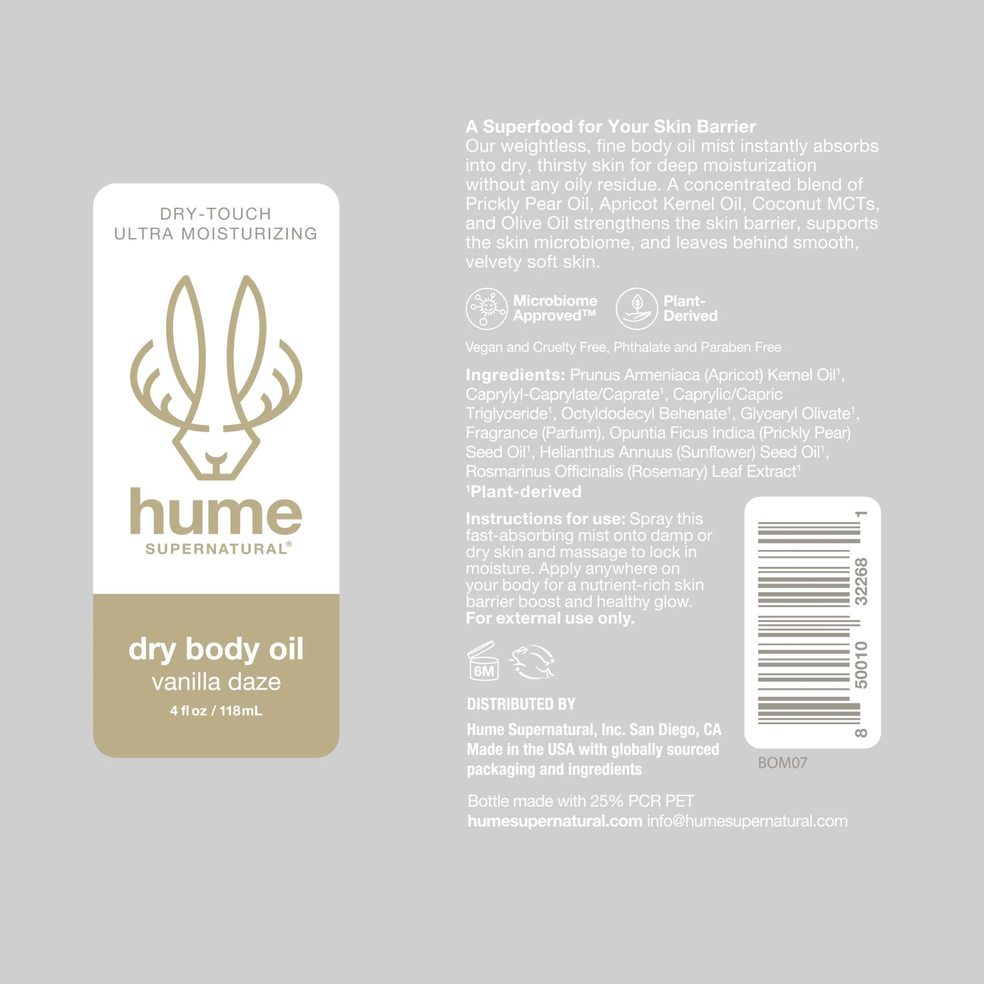 HUME SUPERNATURAL Dry Body Oil Spray - Ultra Hydrating Oil for Dry Skin, Light and Nourishing Body Oils for Women and Men, Long-Lasting Moisture (Amber Woods 1-Pack) - Image 2