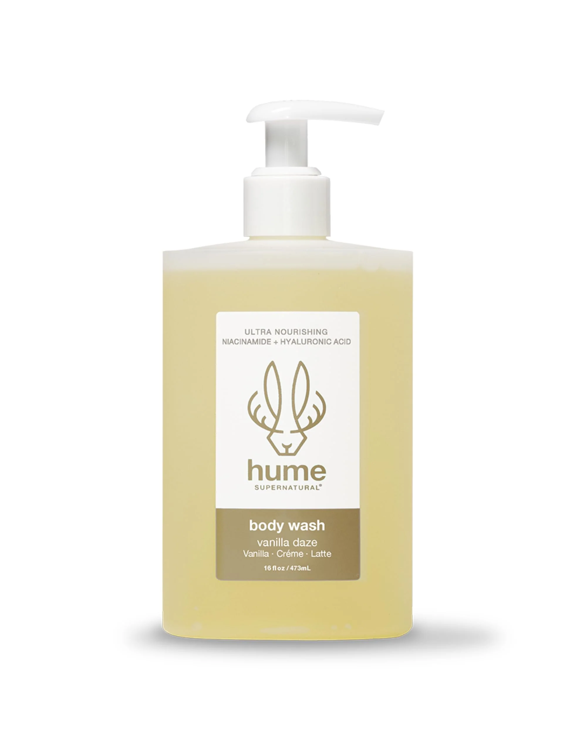 HUME SUPERNATURAL Ultra Nourishing Body Wash, Vanilla Daze, 16 fl oz - Cleanse, nourish and replenish skin with Niacinamide, Hyaluronic Acid, and Prebiotics. Free from Sulfates, Parabens, Phthalates