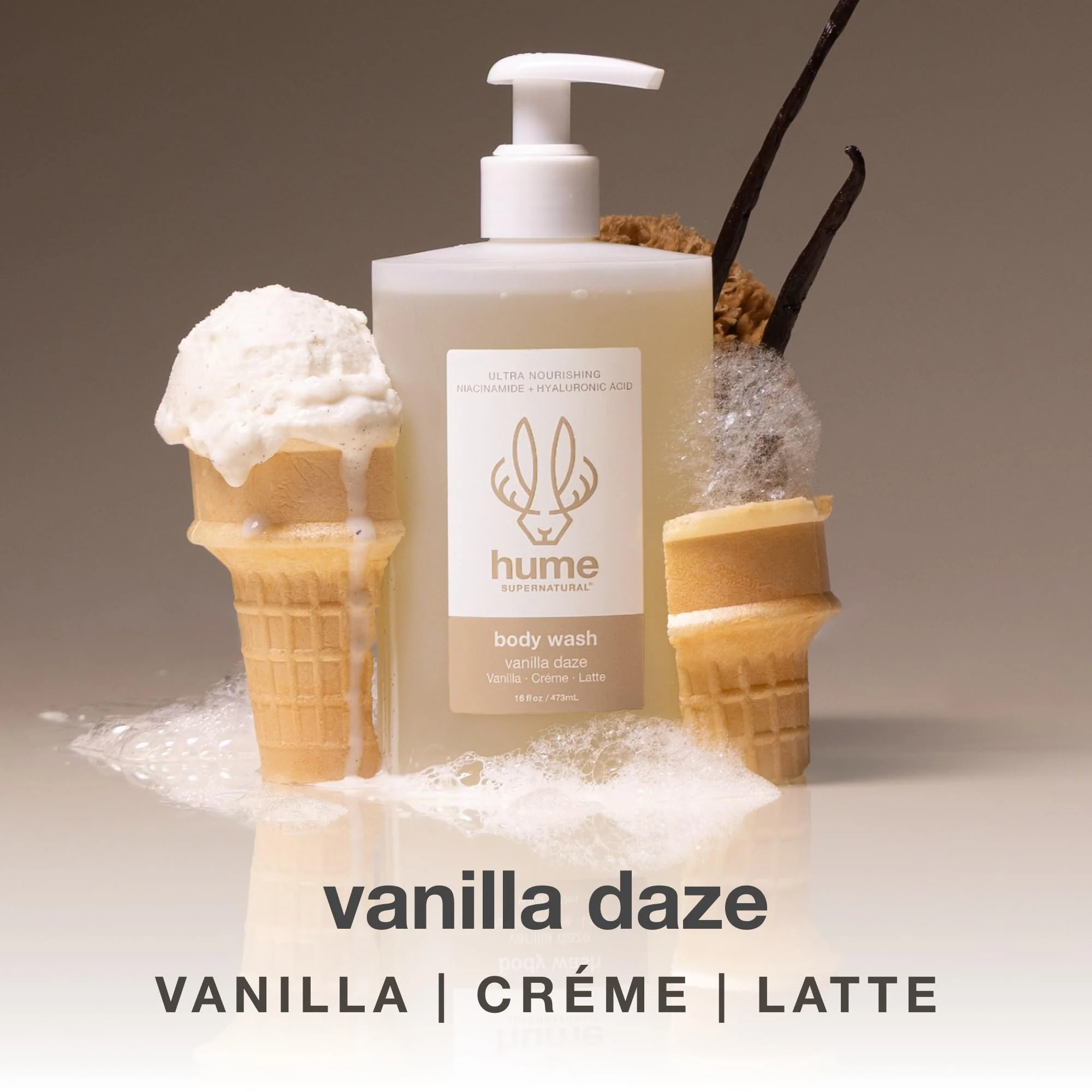 HUME SUPERNATURAL Ultra Nourishing Body Wash, Vanilla Daze, 16 fl oz - Cleanse, nourish and replenish skin with Niacinamide, Hyaluronic Acid, and Prebiotics. Free from Sulfates, Parabens, Phthalates - Image 2