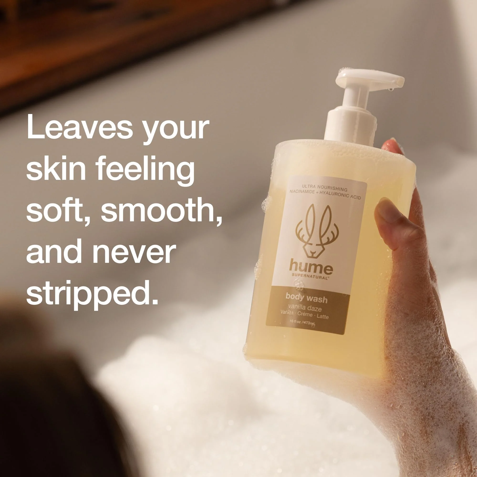 HUME SUPERNATURAL Ultra Nourishing Body Wash, Vanilla Daze, 16 fl oz - Cleanse, nourish and replenish skin with Niacinamide, Hyaluronic Acid, and Prebiotics. Free from Sulfates, Parabens, Phthalates - Image 3