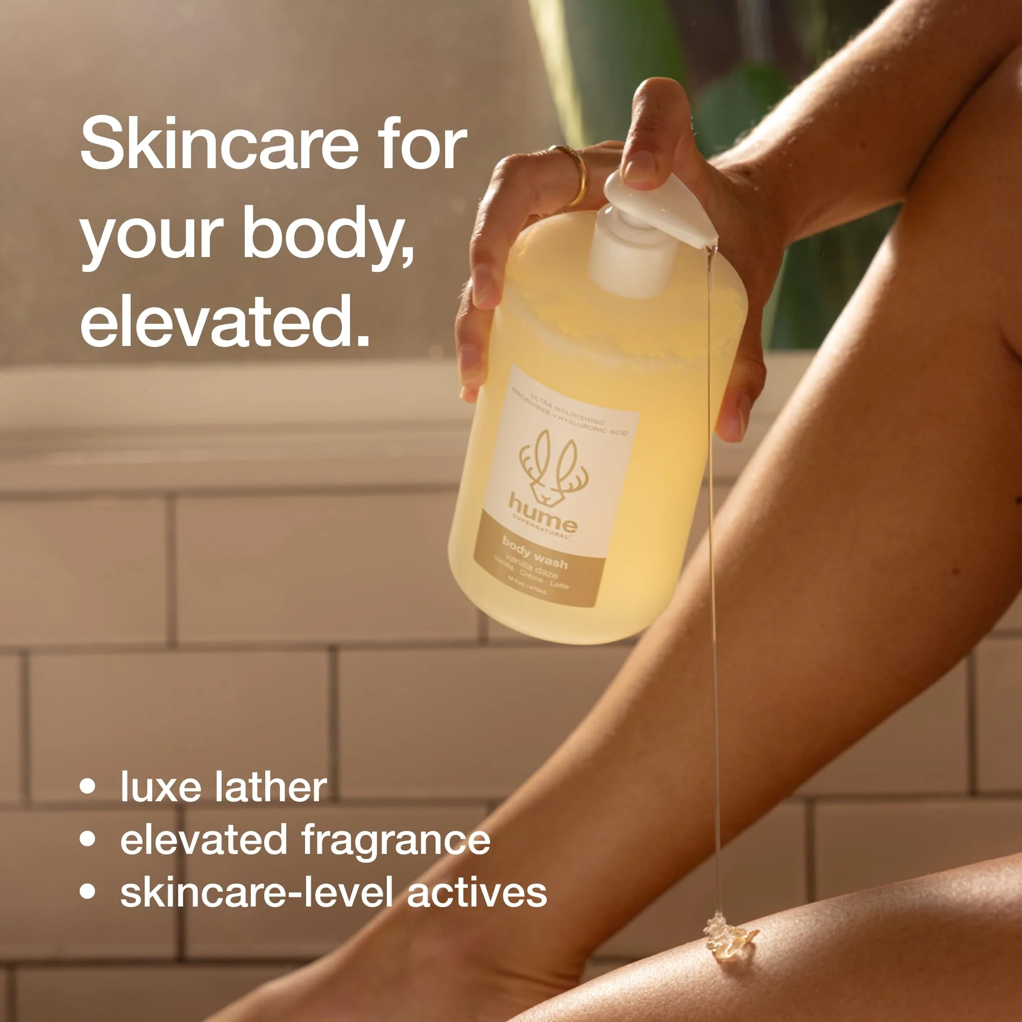 HUME SUPERNATURAL Ultra Nourishing Body Wash, Vanilla Daze, 16 fl oz - Cleanse, nourish and replenish skin with Niacinamide, Hyaluronic Acid, and Prebiotics. Free from Sulfates, Parabens, Phthalates - Image 4