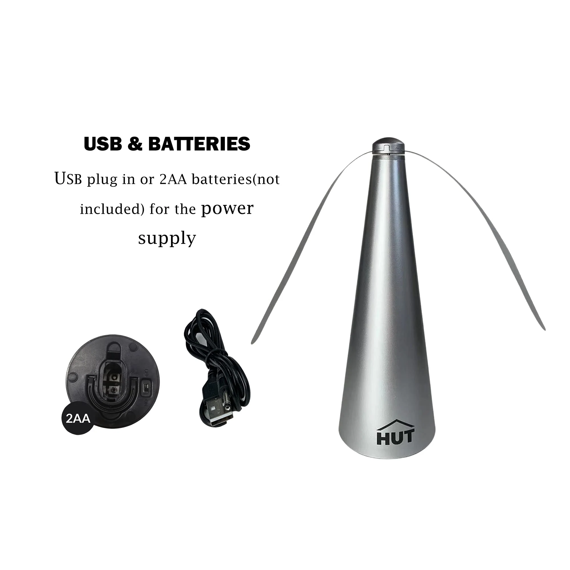 HUT-Fly Fan for Table,Portable Fan for Outdoor Indoor,Restaurant Patio Fly Fan,Battery USB Fan,Silver(4 pack) - Image 4