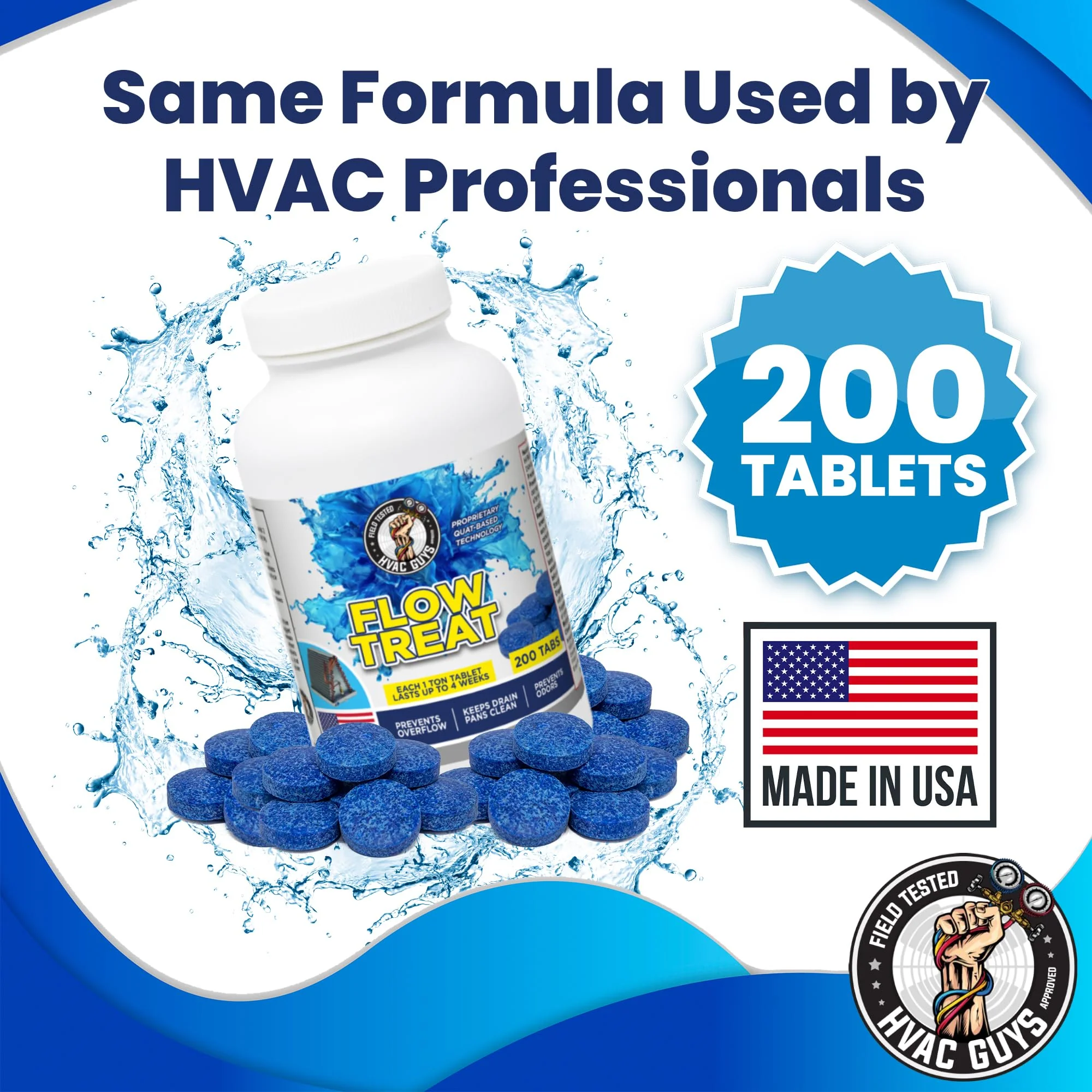 HVAC GUYS – Flow Treat Tabs - 2400 Tablets | AC Drain Line Cleaner | Prevents Odors, Keeps HVAC Drain Pan Clean, Prevents Overflow | One Tablet Lasts up to 4 Weeks - Image 6