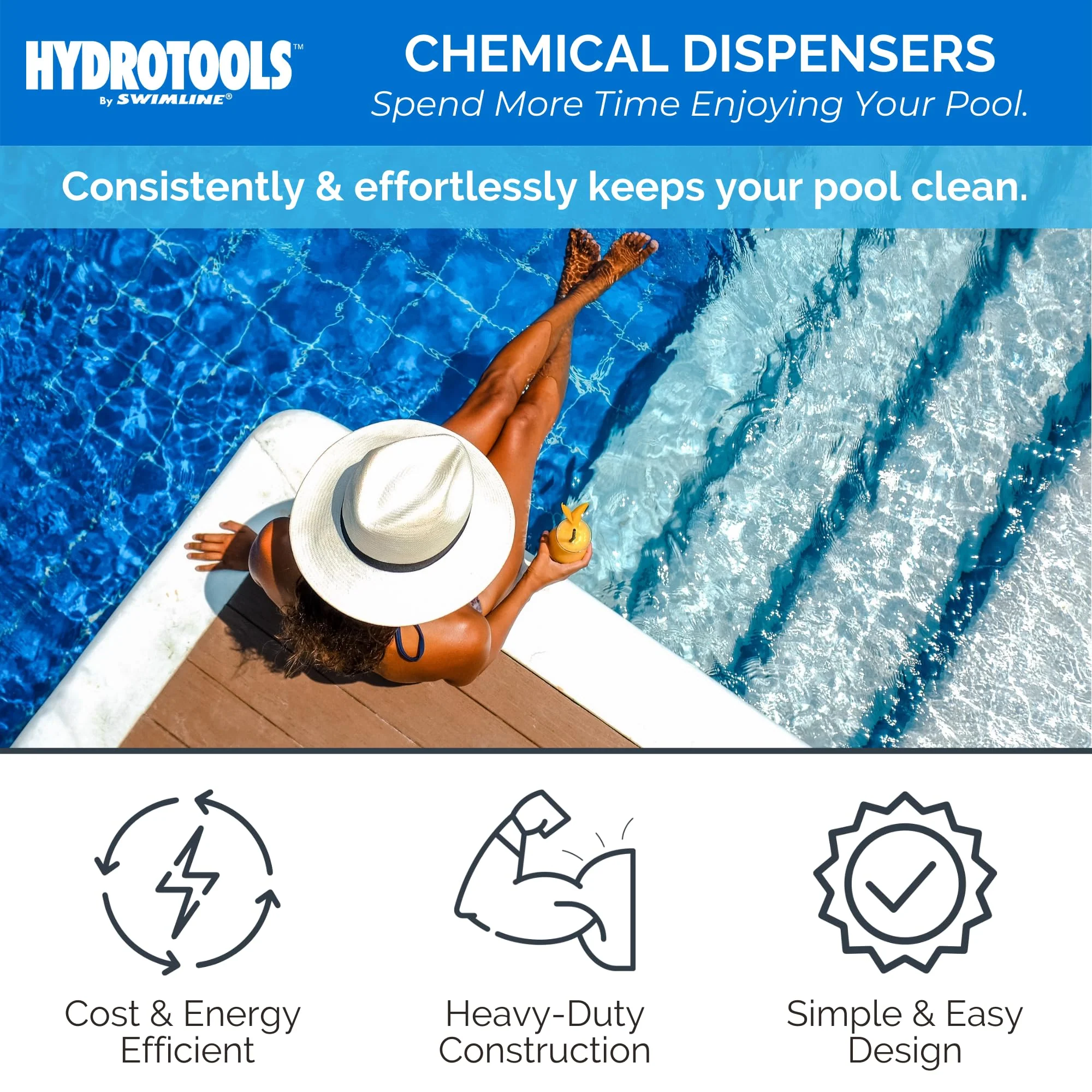 HYDROTOOLS BY SWIMLINE 87400 Large Capacity Pool & Spa Chemical Dispenser Thermometer Combo | Compatible Bromine & Chlorine Supports 1-3’’ Tablets | Adjustable Customizable Flow Rate | Cost Effective - Image 7