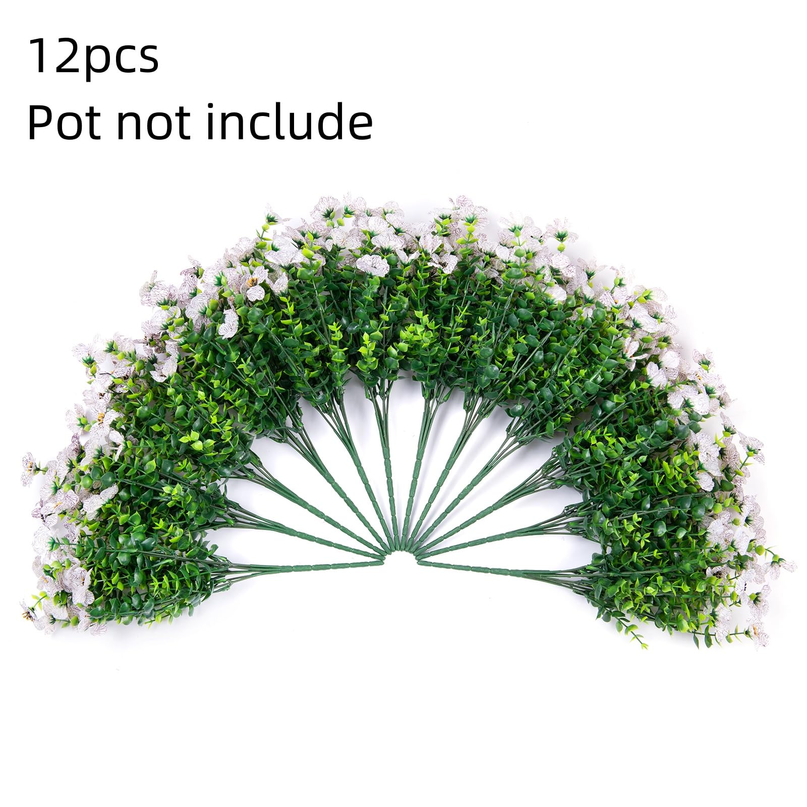 HyeFlora Artificial Flowers for Outdoor Indoor Garden Home Decoration, Faux Flower Daisy with Eucalyptus Leaves Fake Plants Greenery Boxwood Porch Patio, 12 Bundles (Creamy White) - Image 5